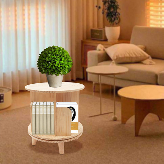 1 Tier Rotating Bookshelf Bookcase Storage Rack Floor-Standing Display Stand 31cm H Cylindrical Corner 360¡ã Rotating Bookshelf