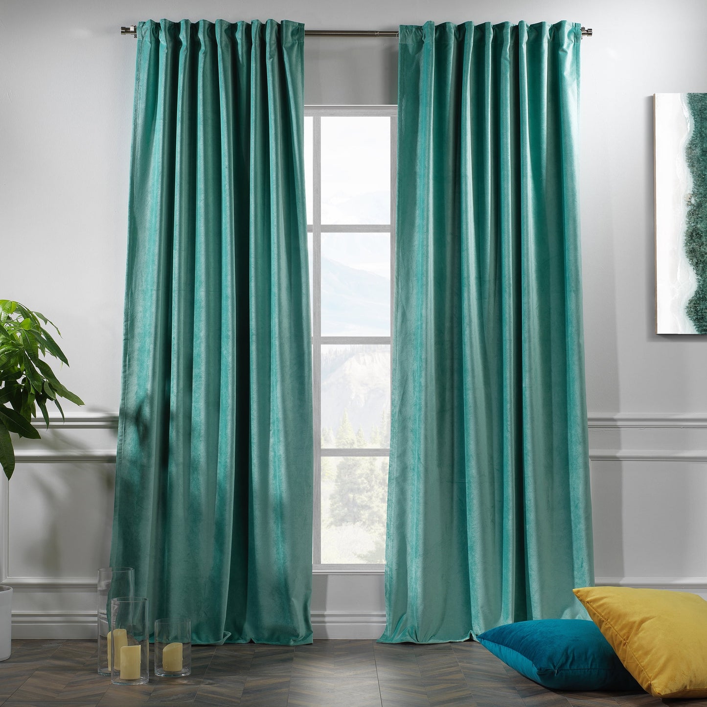 3S Brother's Solid Luxury Matte Velvet Soft Curtains Set of 2 Panels Hanging Back Tap & Rod Pocket Home D¨¦cor Bedroom Kitchen Office Windows Room Darkering ( Admiral-Berry-52in x120in )
