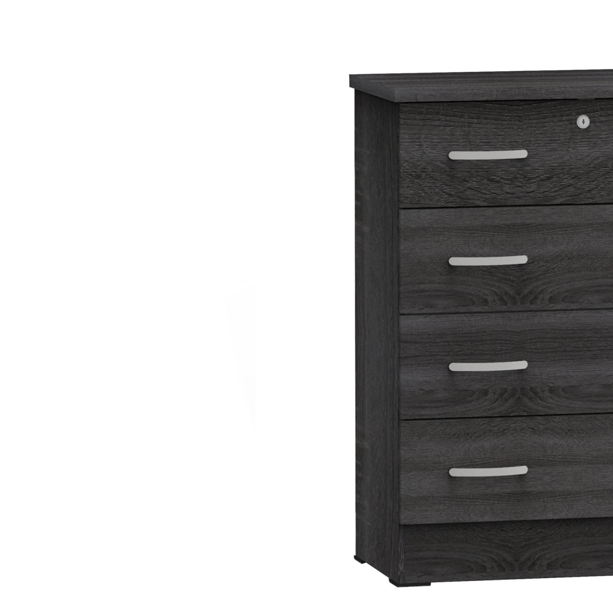 Home Furniture Cindy 4 Drawer Chest Wooden Dresser with Lock - Gray Oak