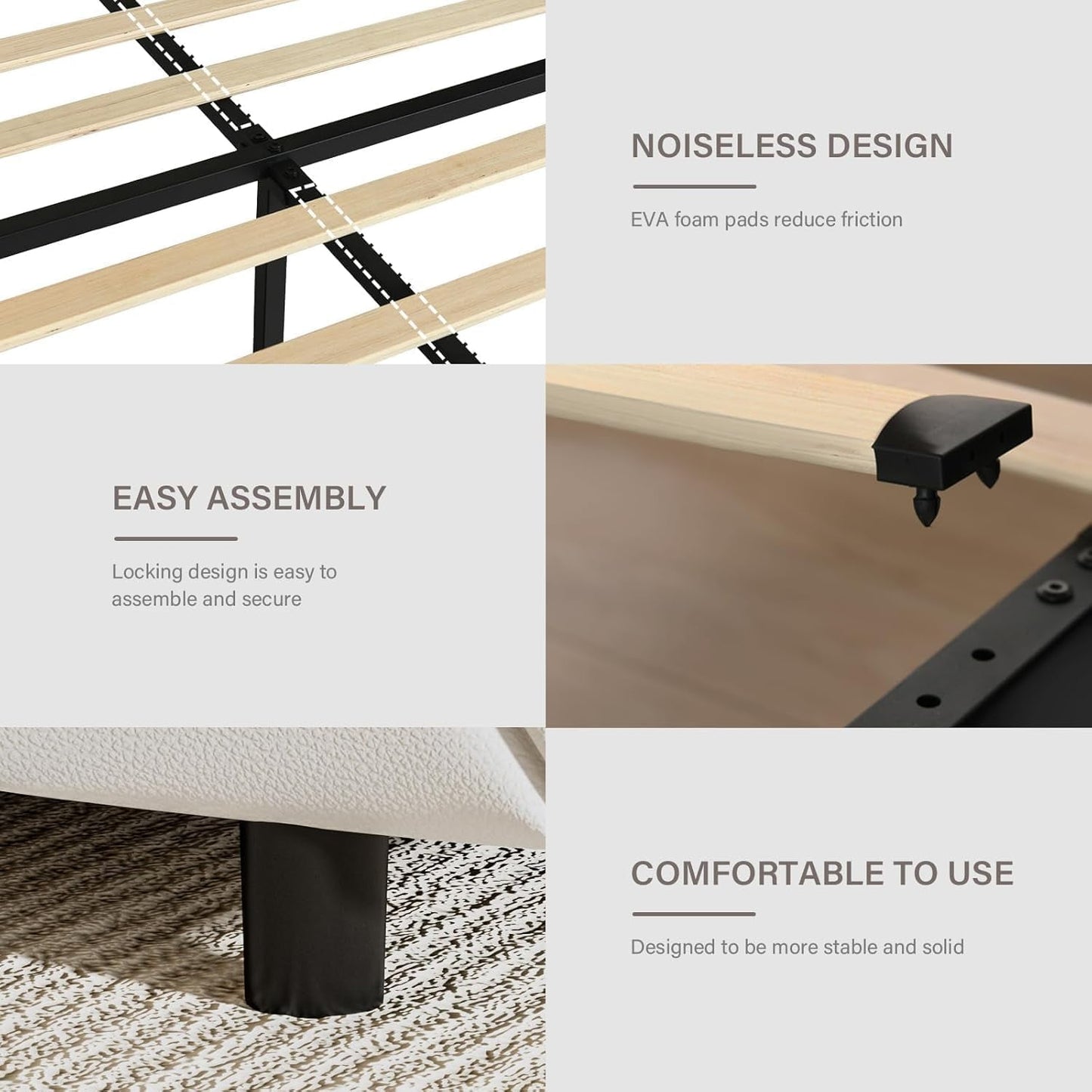 4 EVER WINNER Queen Size LED Bed Frame, White Queen Bed Frame with LED Light Headboard, 4 Storage Drawers Upholstered Platform Bed Frame, White