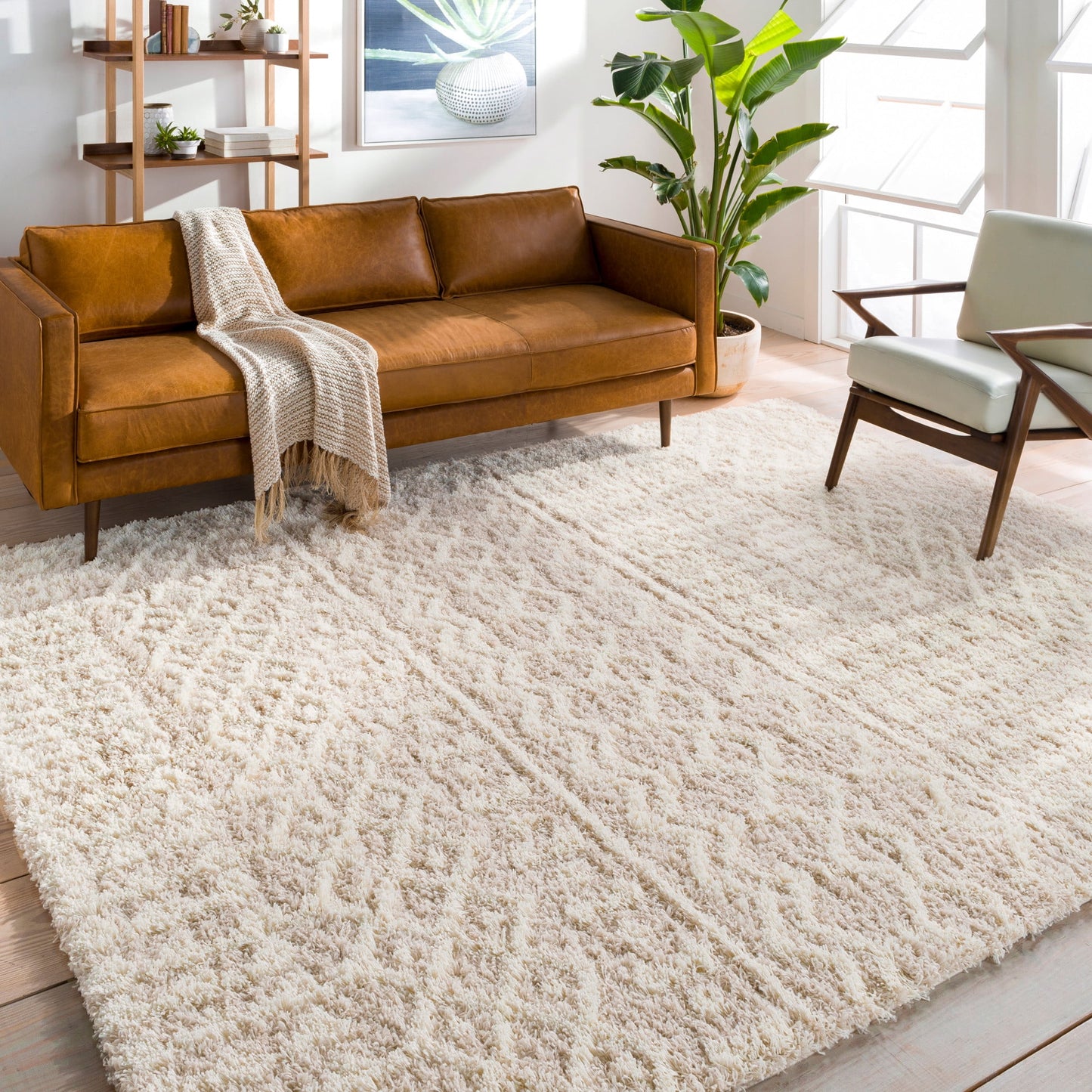 Livabliss Urban Shag Global Moroccan Area Rug,7'10in Round,Beige