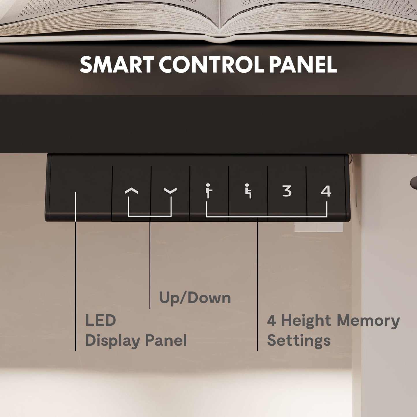 ACTIVESIT 55in x28in Home Office Height Adjustable Standing Desk with Hooks, Ergonomic Electric 2-Stage Stand Up Computer Desk, White and Black