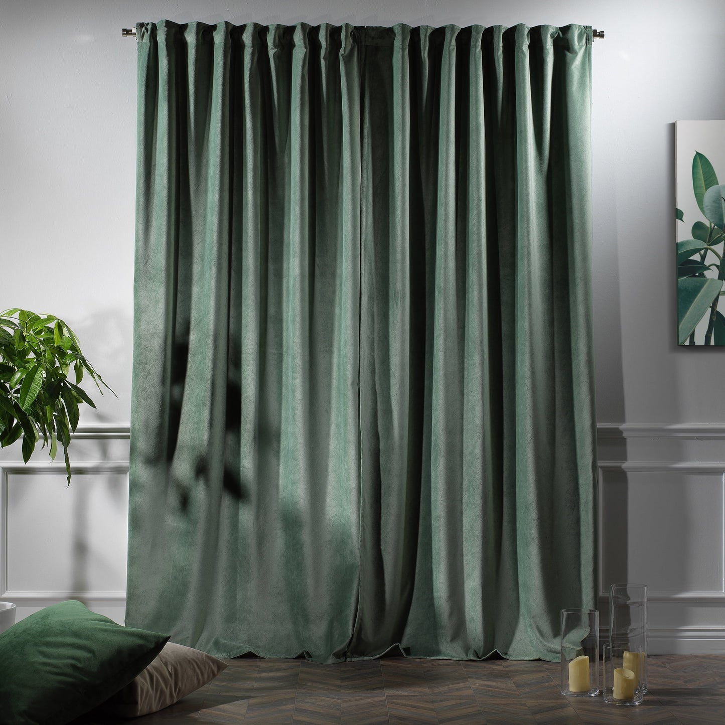 3S Brother's Solid Luxury Matte Velvet Soft Curtains Set of 2 Panels Hanging Back Tap & Rod Pocket Home D¨¦cor Bedroom Kitchen Office Windows Room Darkering ( Admiral-Berry-52in x120in )
