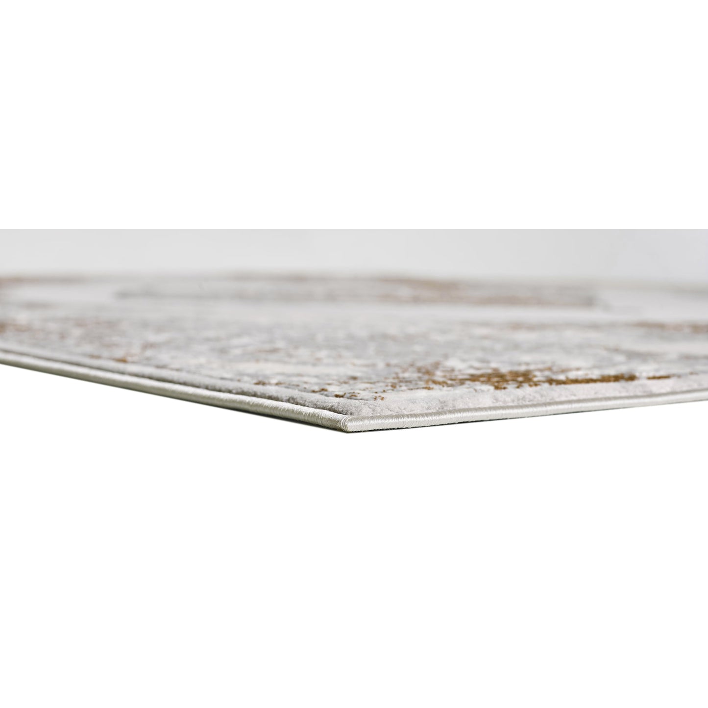 Allstar Rugs 7' 9in x 10' 0in Gainsboro Grey Traditional Persian Themed Polyester Area Rug with a Gold Bijar Design and Ivory Accents. Machine-Made in Turkey.