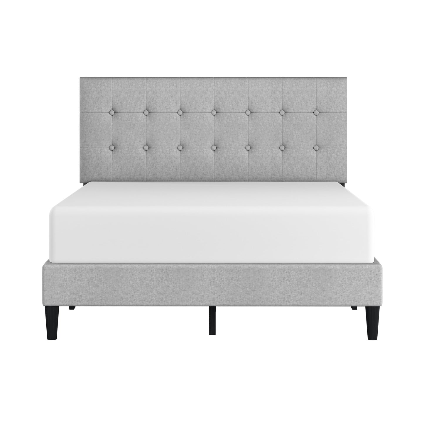 Hendrix Button Tufted Upholstered Full Platform Bed, Light Gray, by Hillsdale Living Essentials
