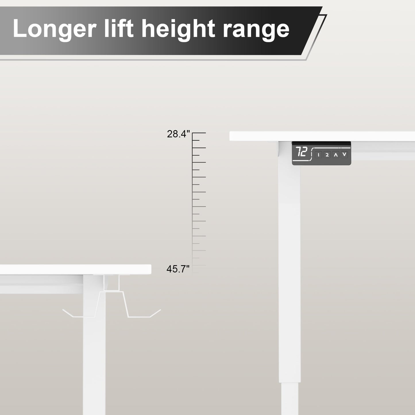 Homall 63in Wide L-shaped Electric Sit-Stand Desk Lifting Range 28~46in Height Gear Memory Ergonomics Standing Desk Height Adjustable Computer Desk, White