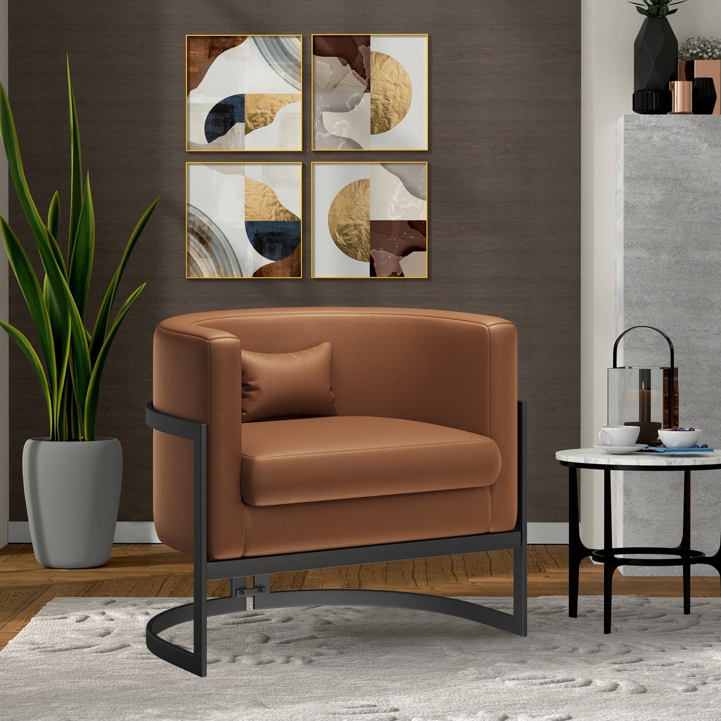 Apeaka Velvet Barrel Living Room Accent Chair, Modern Mid Century Arm Lounge Chairs Single Sofa Tub Bucket Club Chair for Bedroom