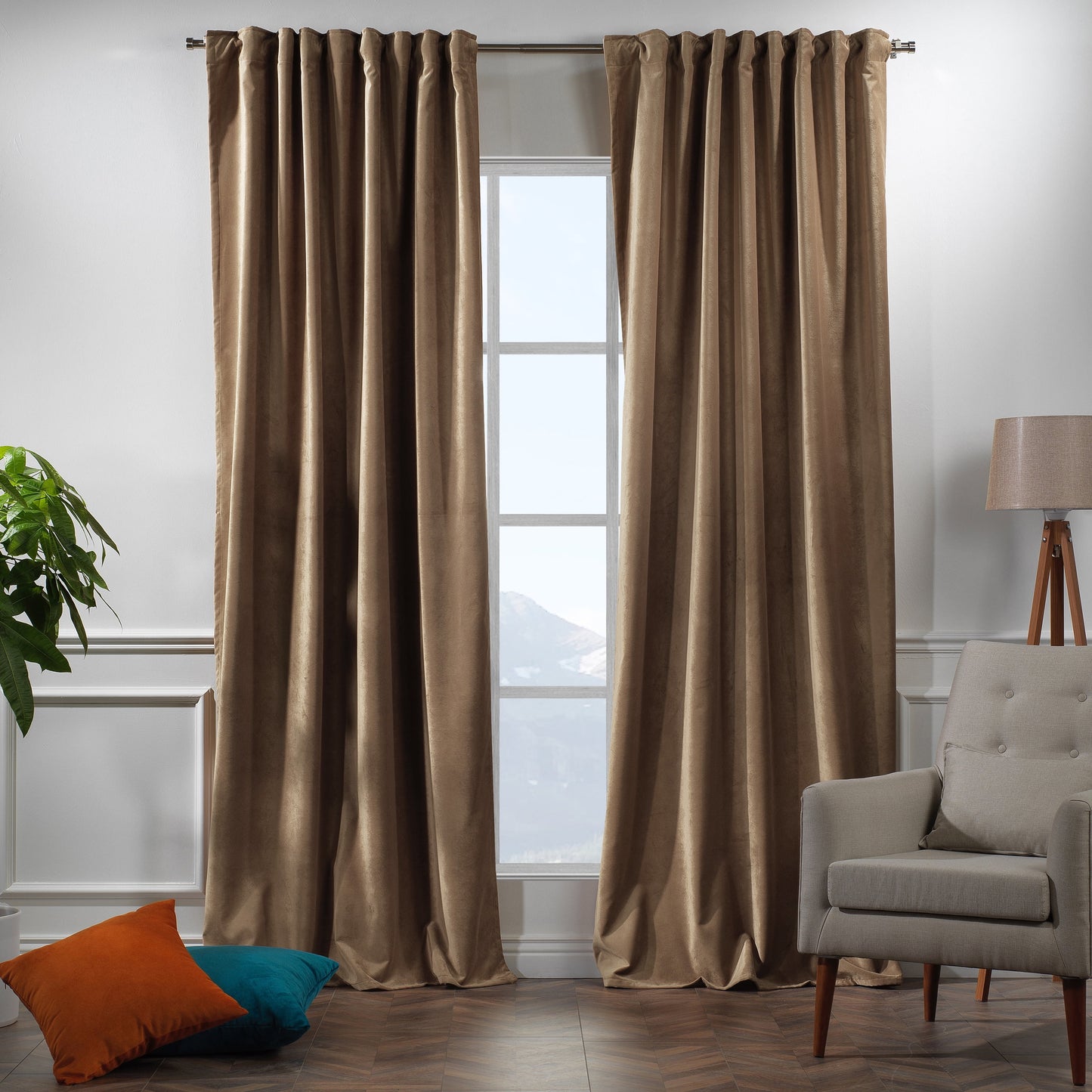 3S Brother's Solid Luxury Matte Velvet Soft Curtains Set of 2 Panels Hanging Back Tap & Rod Pocket Home D¨¦cor Bedroom Kitchen Office Windows Room Darkering ( Admiral-Berry-52in x120in )