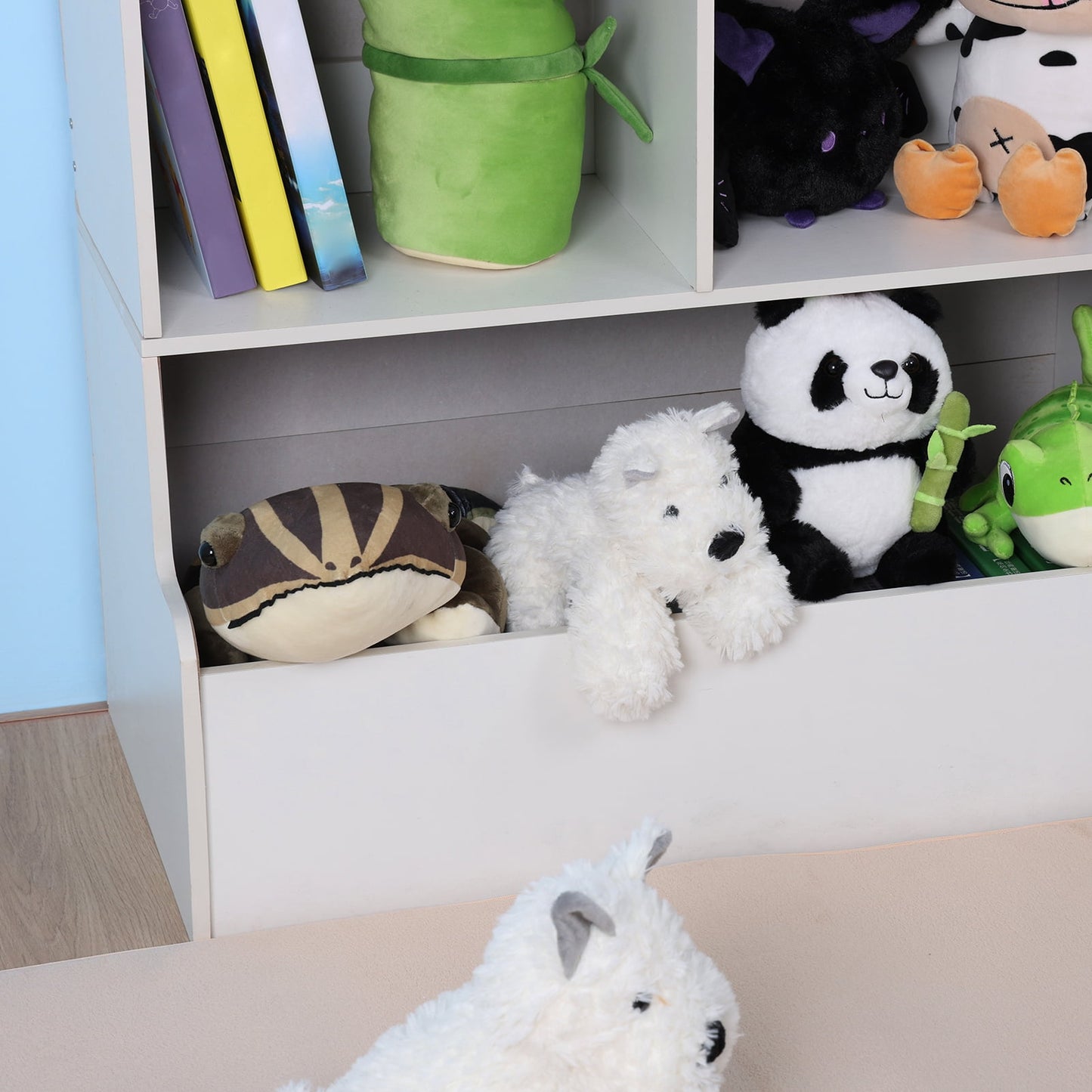 Andvari Book Bin Book Holder Kids Bookshelf Large Wooden Open Book Shelf for Playing Room, Nursery, Baby Bedroom, Floor Standing