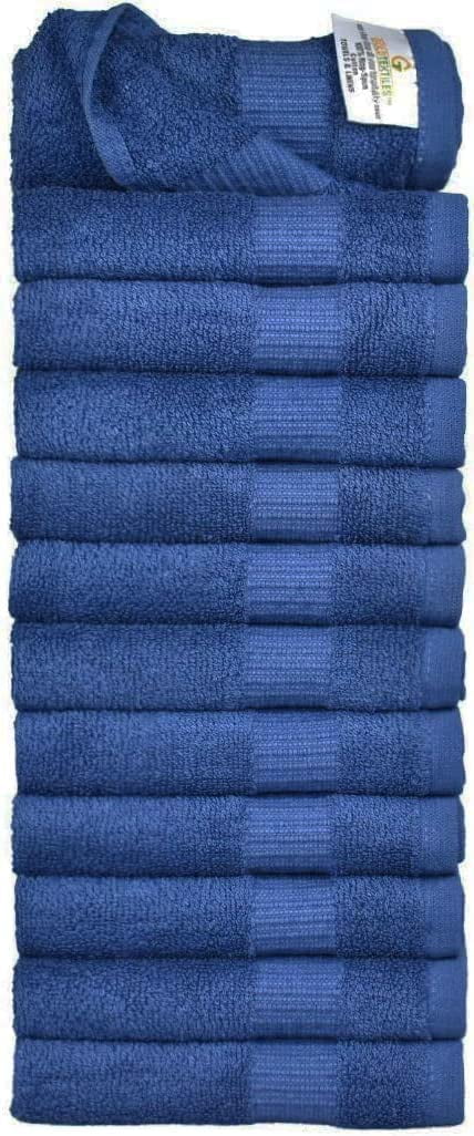 Gold Textile 100% Cotton Washcloth 120 Pack 13x13 inches Navy Blue Ultra Soft, Highly Absorbent