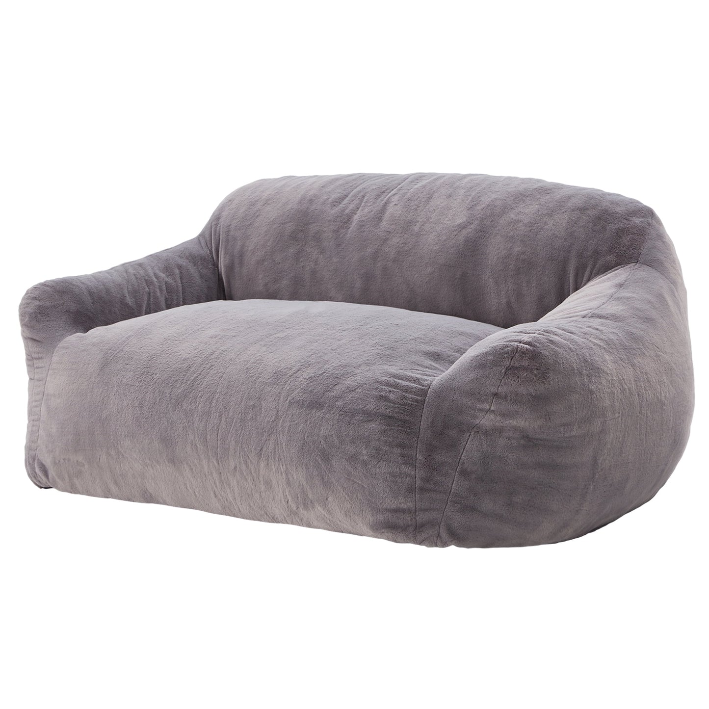 HOMGUAVA Oversized Bean Bag Chair for Adults, Giant Bean Bag Couch, Comfy Chair Lazy Sofa with Wide Armrests & Soft Imitation Mink Cover for Bedroom & Living room, Gray
