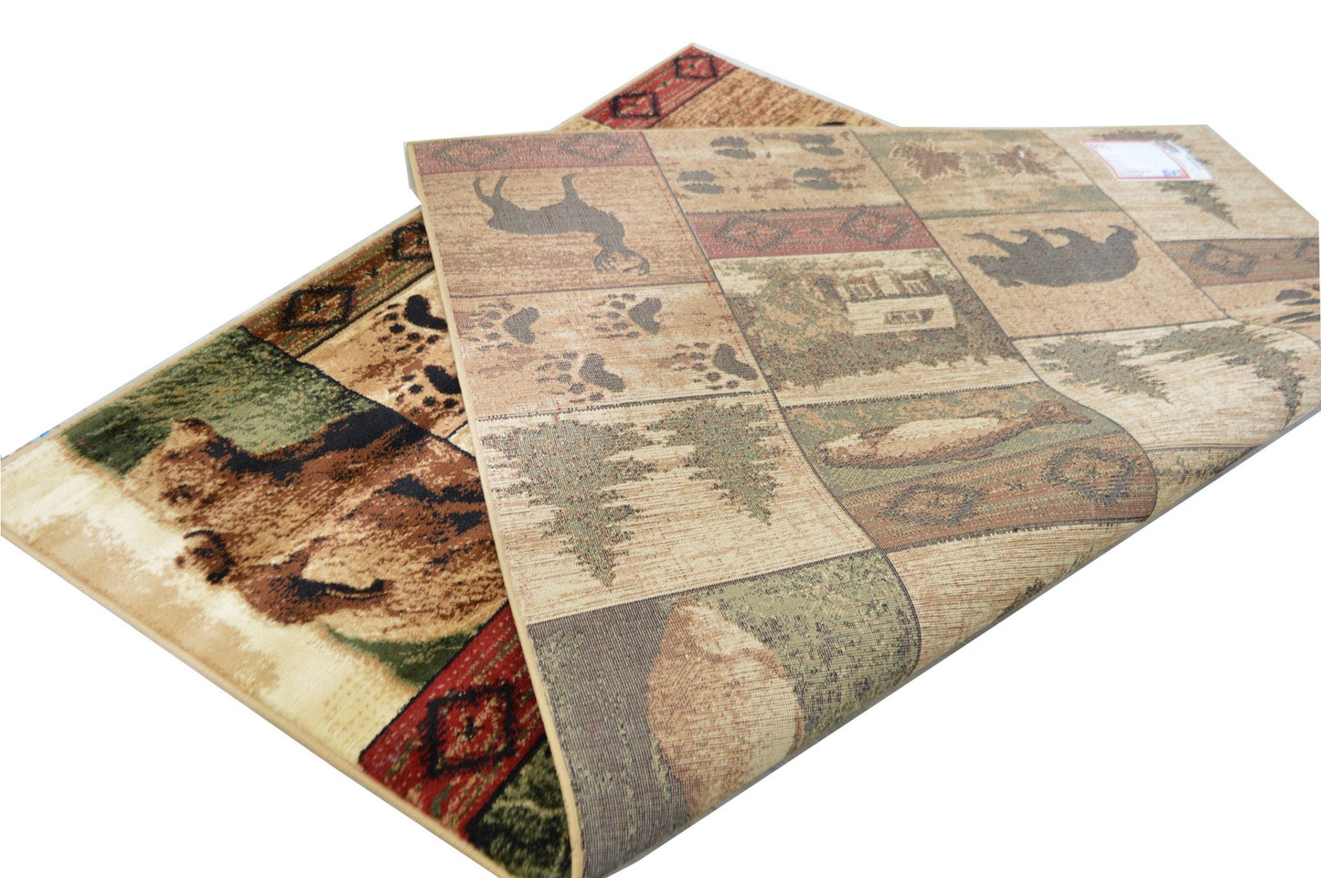 Handcraft Rugs Cabin Rug Lodge, Cabin Nature and Animals Area Rug Modern Nature Pattern Cabin Area Rug Abstract, Chocolate/Beige-Eagle on Mountain Top 8x10 feet