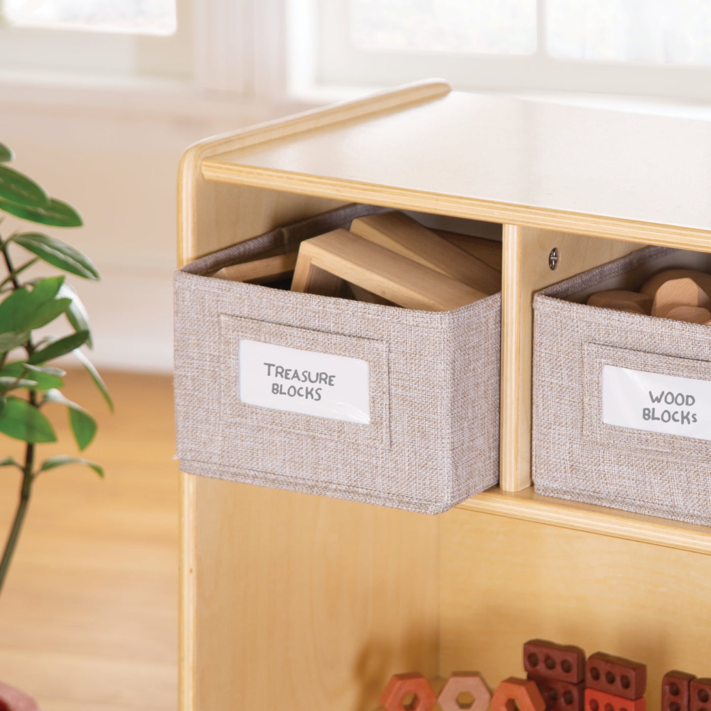 Guidecraft EdQ Kids' Wooden Bookshelf - 5 Bin Storage Unit for Bedroom & Playroom