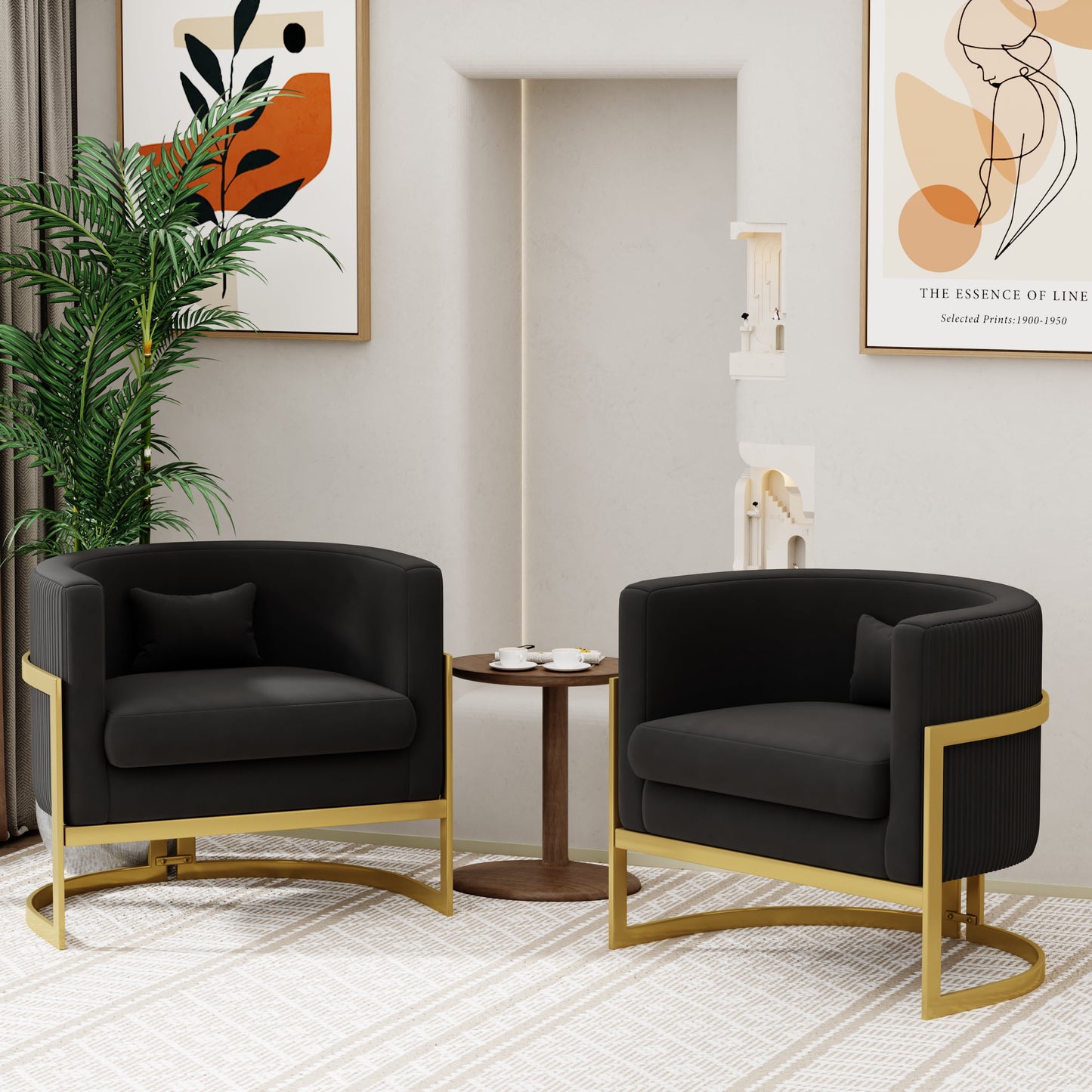 Apeaka Velvet Barrel Living Room Accent Chair, Modern Mid Century Arm Lounge Chairs Single Sofa Tub Bucket Club Chair for Bedroom