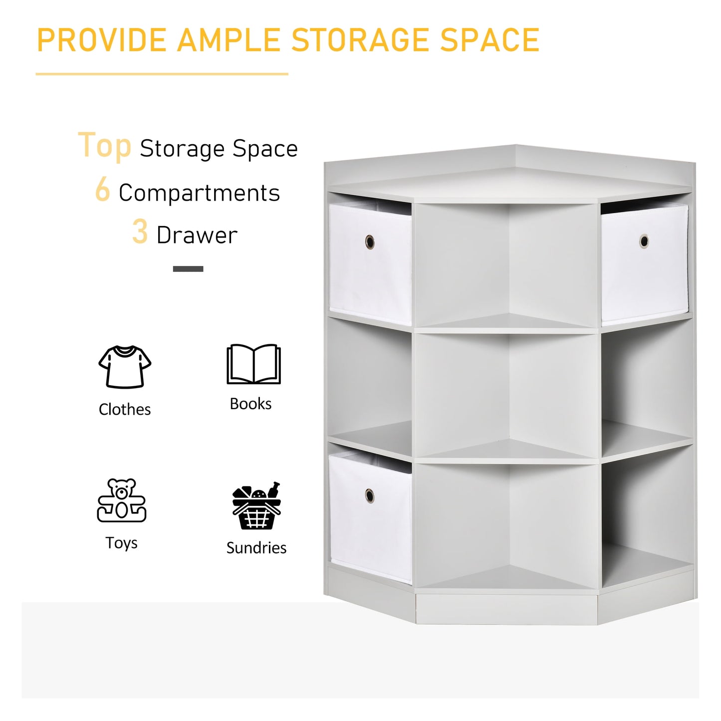 HOMCOM Kids Corner Toy Organizer with 9-Cubby Storage Shelves, Grey - Ideal for Children's Small Playroom and Room