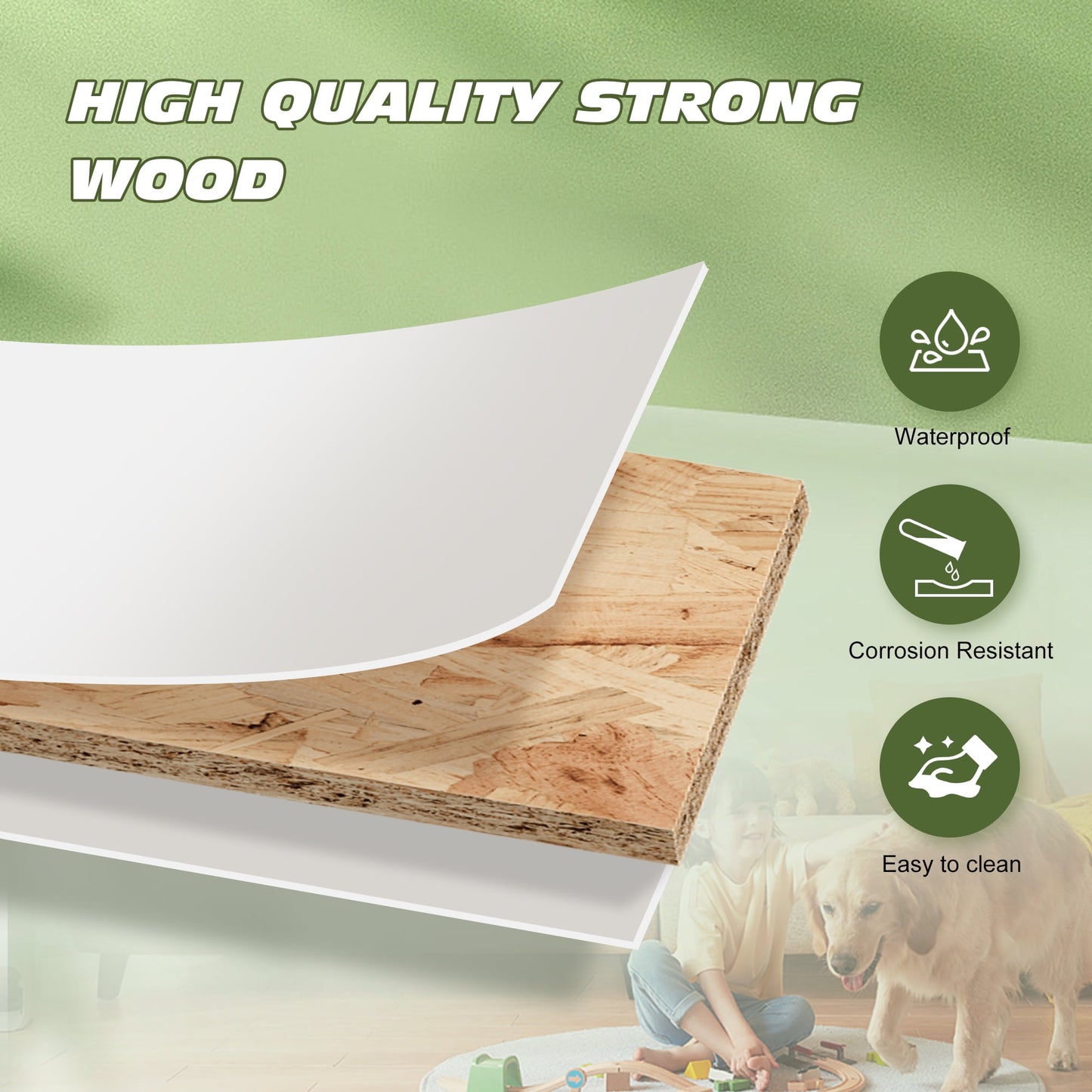 Haverchair Kids Bookshelf and Toy Storage Organizer, 3 Tier 8-Section Storage Daycare Shelf for Playroom, Children 3-Tier Open Wooden Display Book Shelf Organizer for Playroom, Classroom