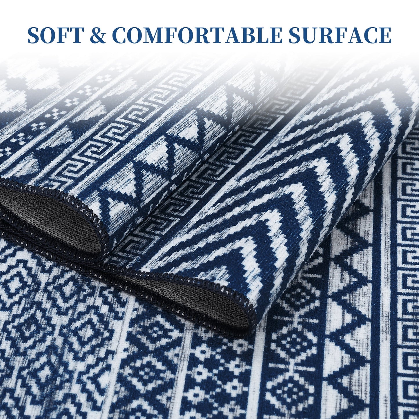 Haperlare Modern Geometric Area Rug 9 x 12 Ft Large Non-Slip Washable Living Room Rug Boho Bedroom Home Office Kitchen Large Dining Room Carpet, Navy Blue