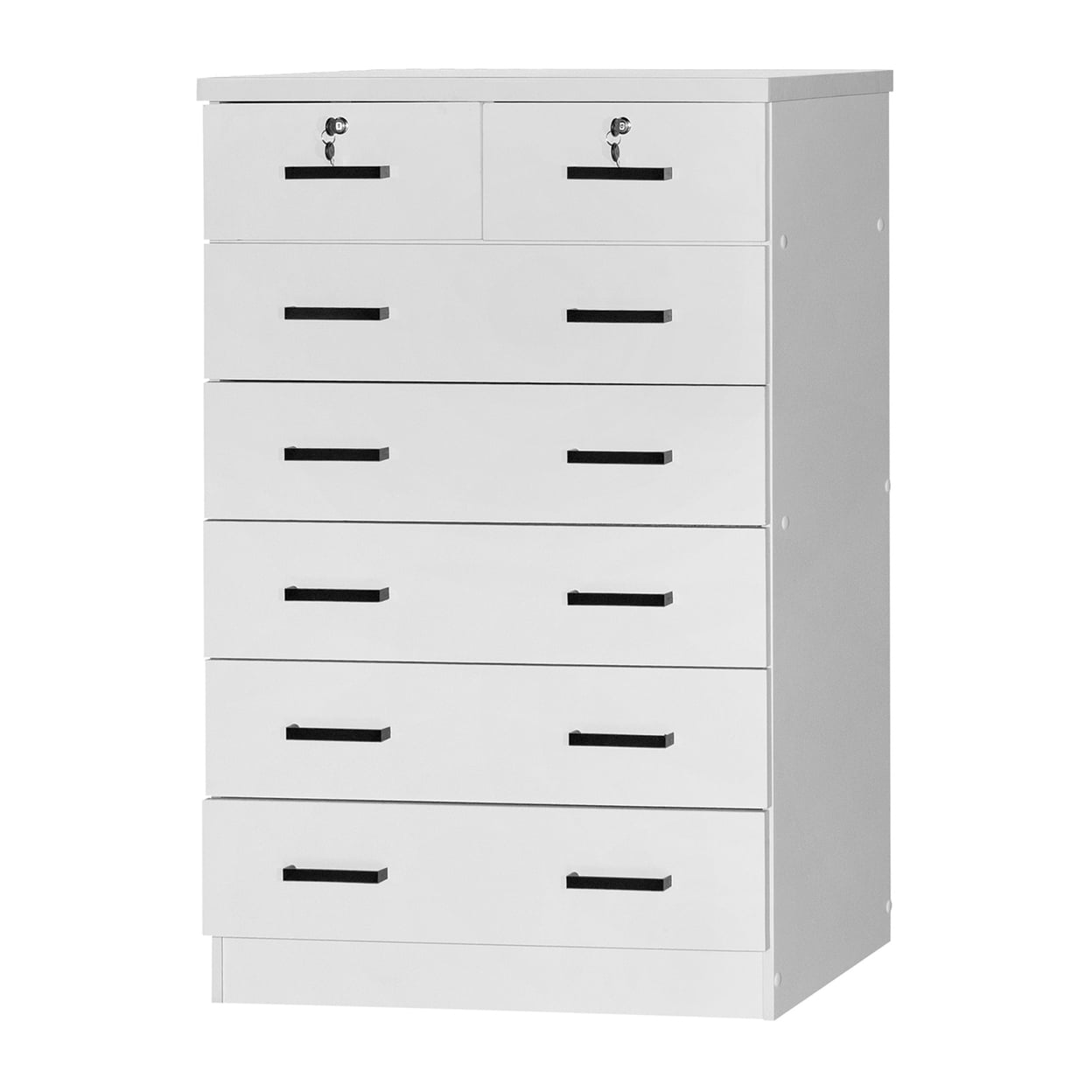 Home Furniture Cindy 7 Drawer Chest Wooden Dresser with Lock - White