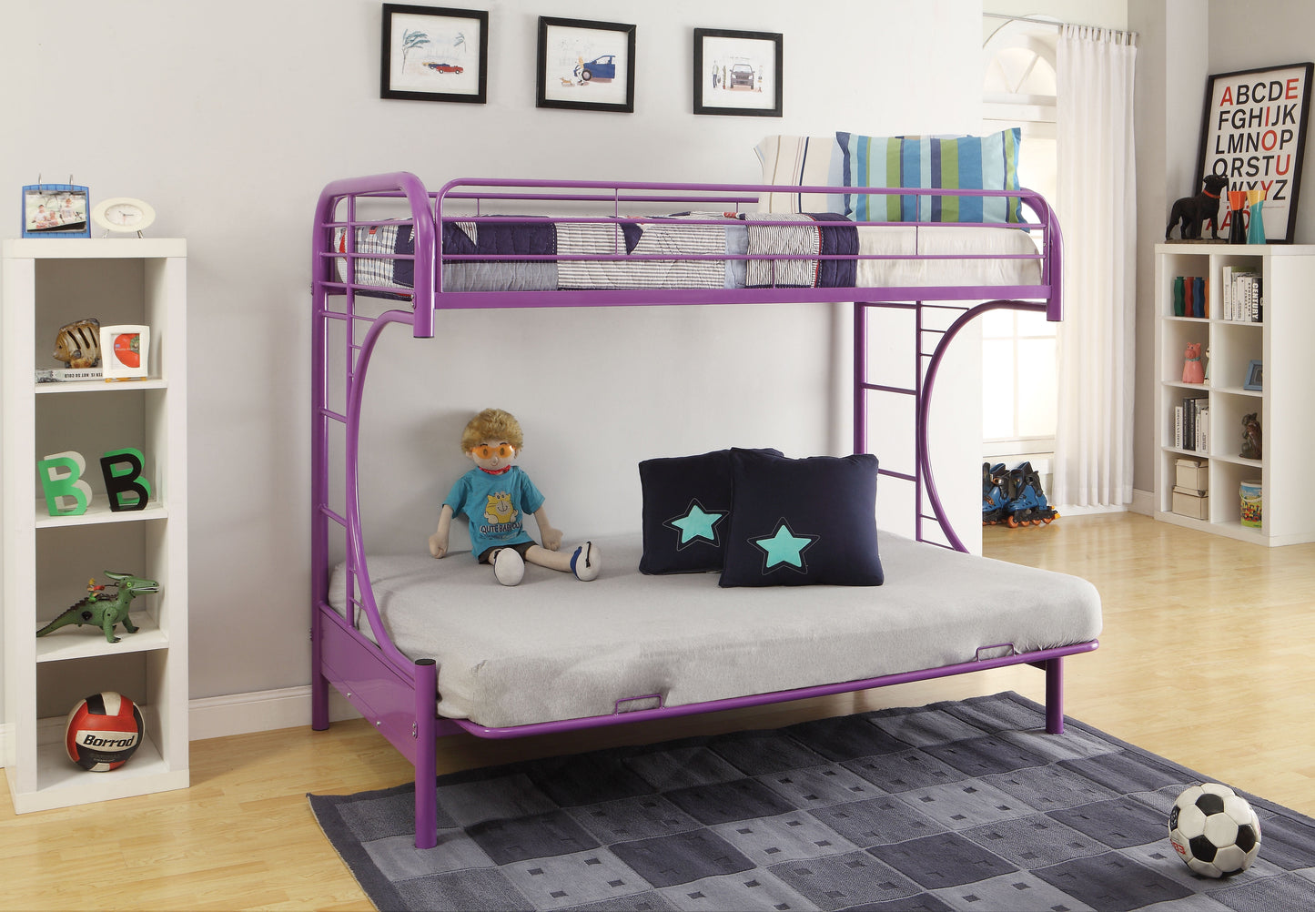 ACME Furniture Eclipse Twin over Full and Futon Bunk Bed in Purple