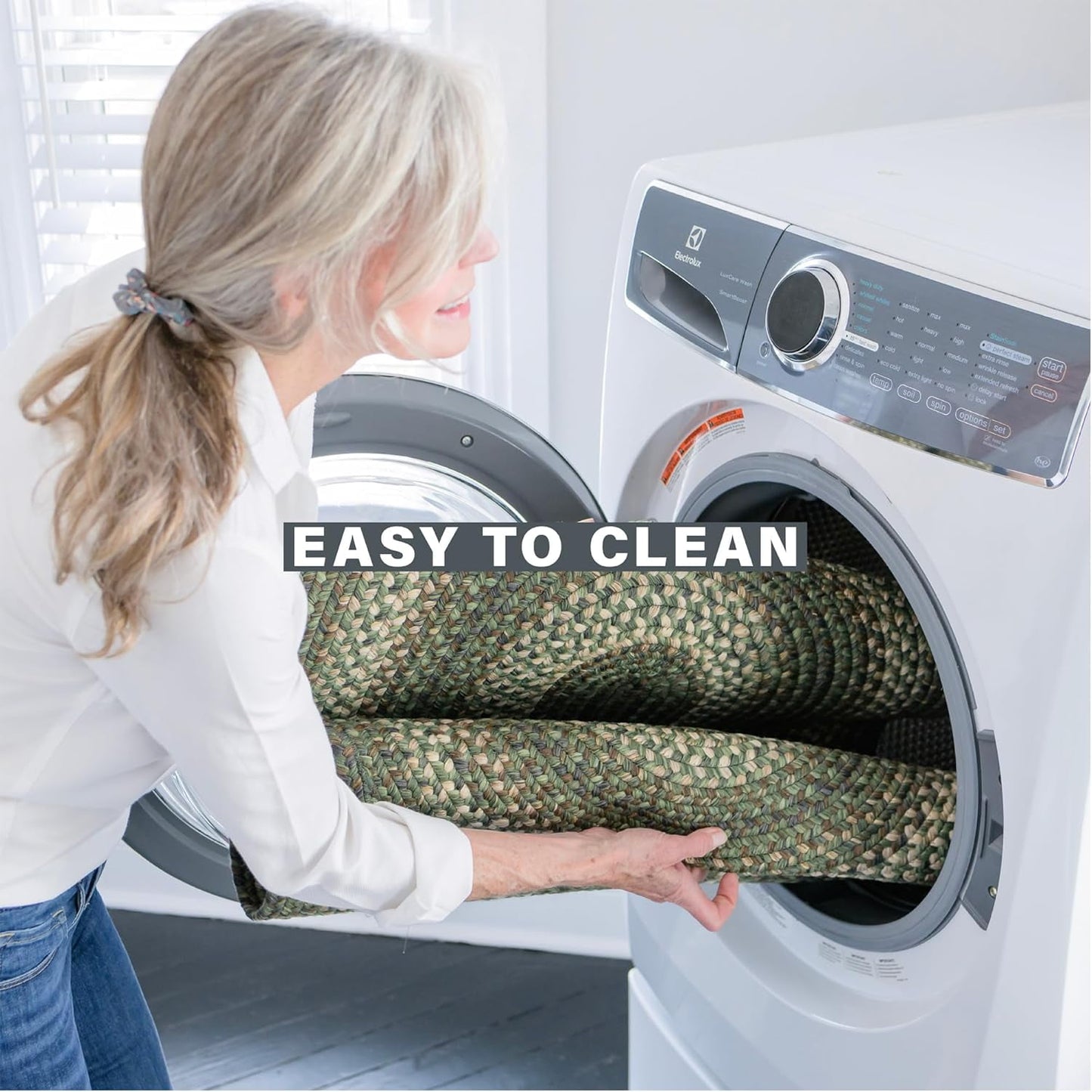 Homespice Cedar Ridge Braided Area Rug Green and Brown, Ideal as Large Rugs for Living Room and Dining Table Rug - UV Treated, Soft, and Flat - Stain Resistant and Waterproof Outdoor Rug, 6x9 Feet