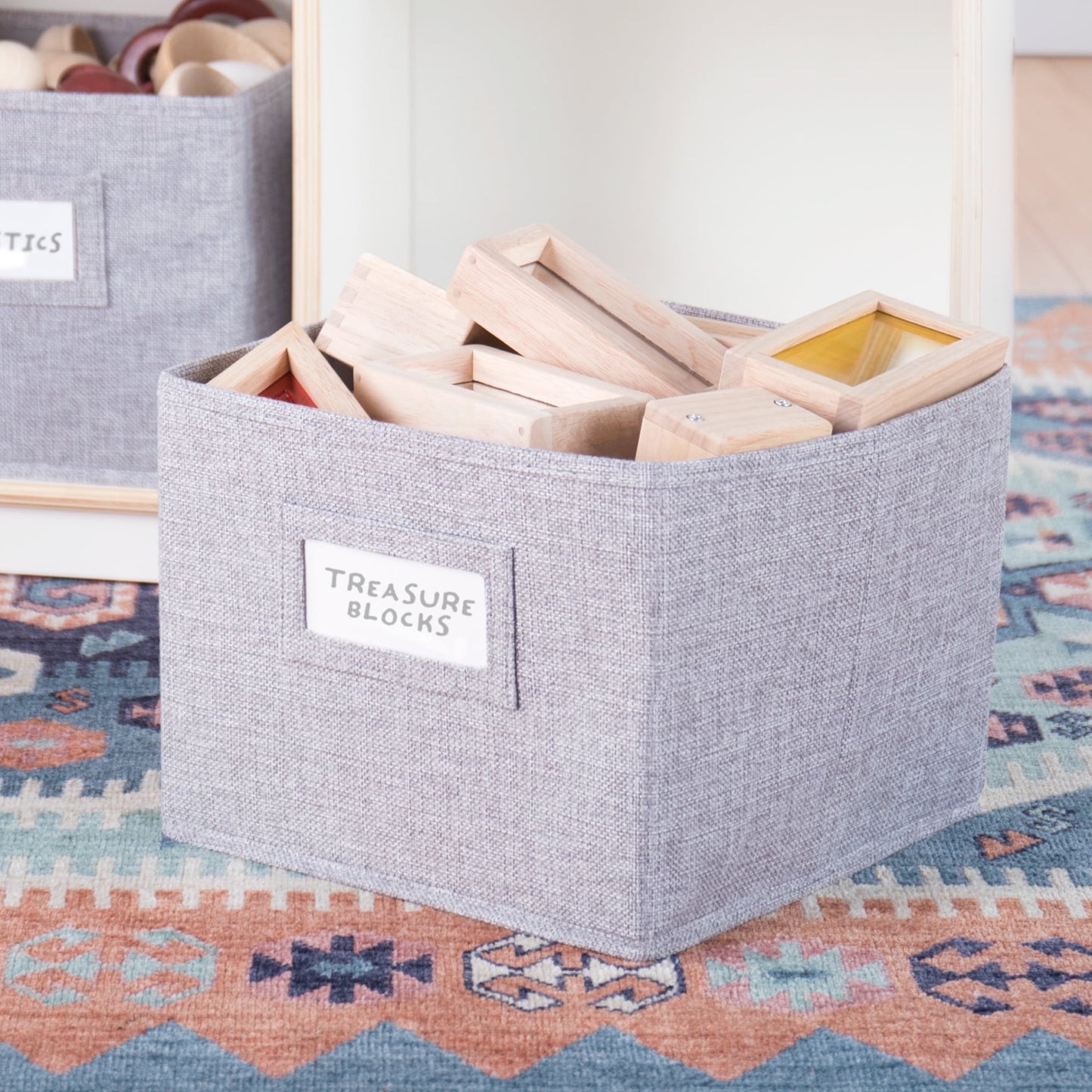 Guidecraft EdQ 2-Shelf 5-Compartment Storage 30in - White: Kids' Wooden Shelving for Books and Toys - Classroom Educational Furniture