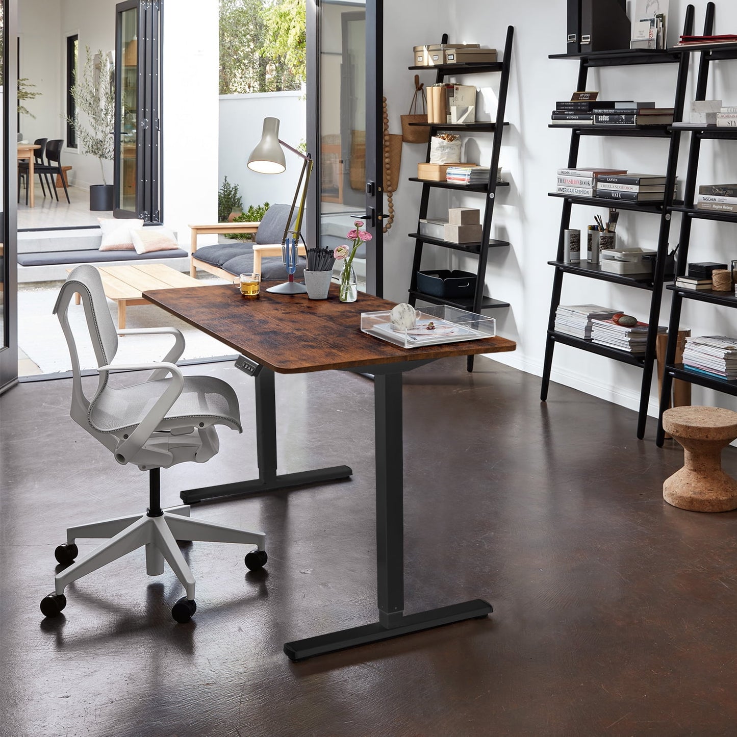 Homall 48in ¡Á 24in Electric Height Adjustable Standing Desk Home Office Computer Desk Memory Preset with T-Shaped Metal Bracket, Brown