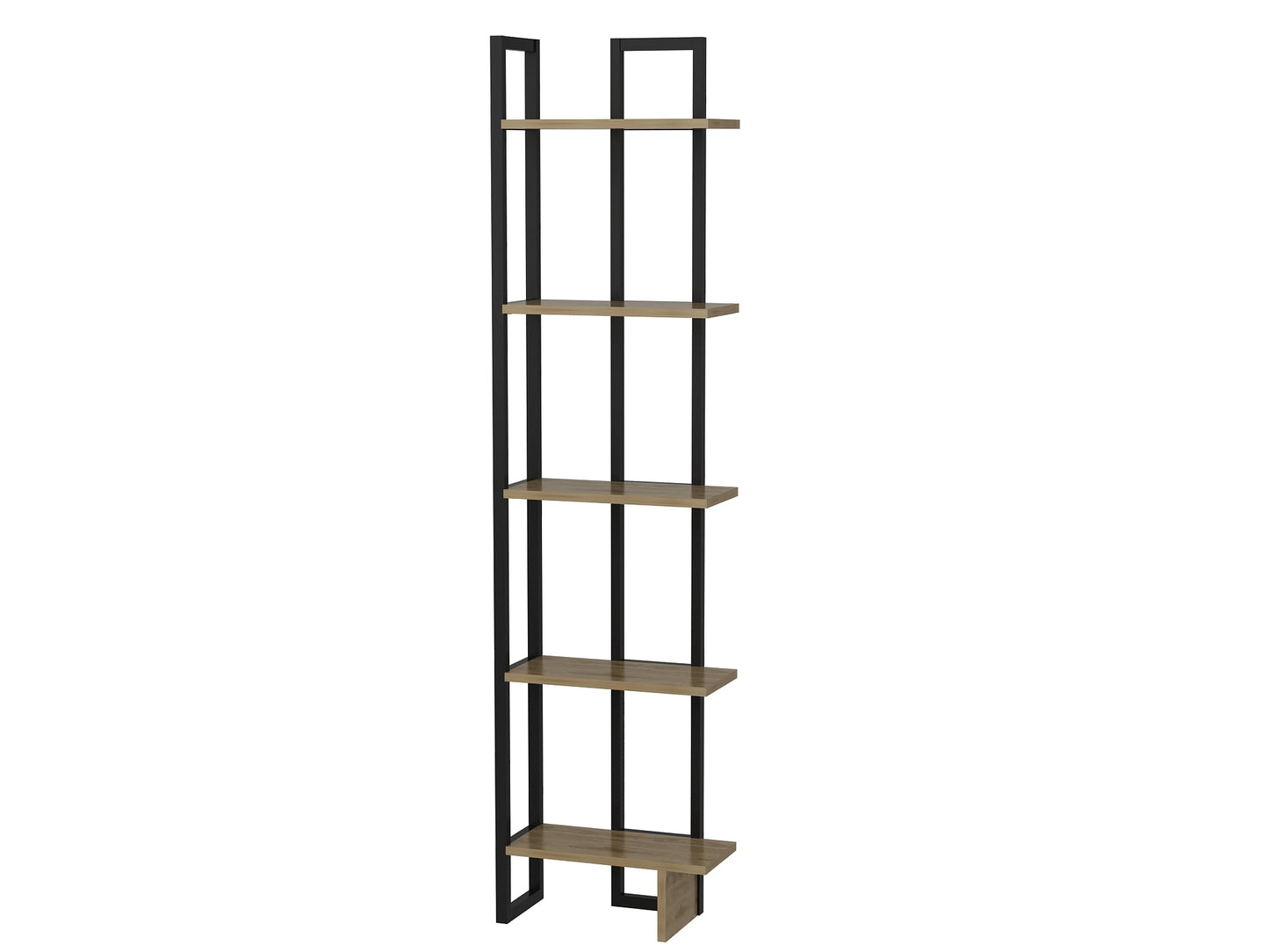 Alice 71in 5-Shelf Corner Bookcase, Black Oud