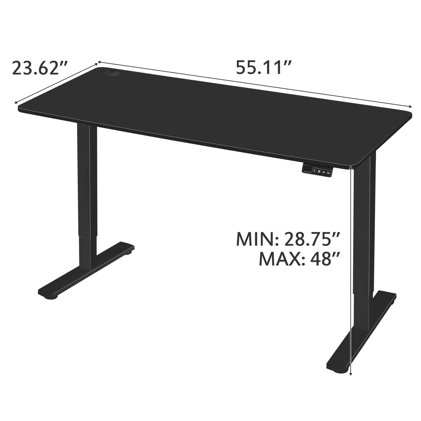 Homall 55in ¡Á 24in Electric Height Adjustable Standing Desk Home Office Computer Desk Memory Preset with T-Shaped Metal Bracket, Black
