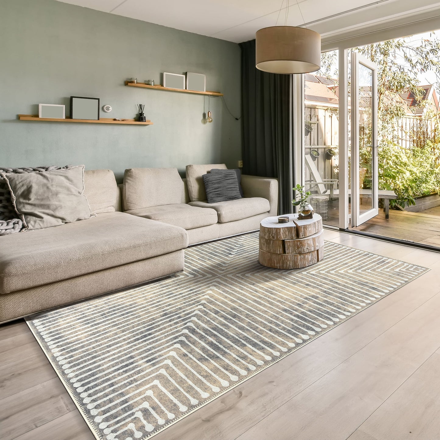 GLN Rugs Ephesus - Machine Washable Area Rug - 3'x5' Turkish Modern Rug Beige/Gray