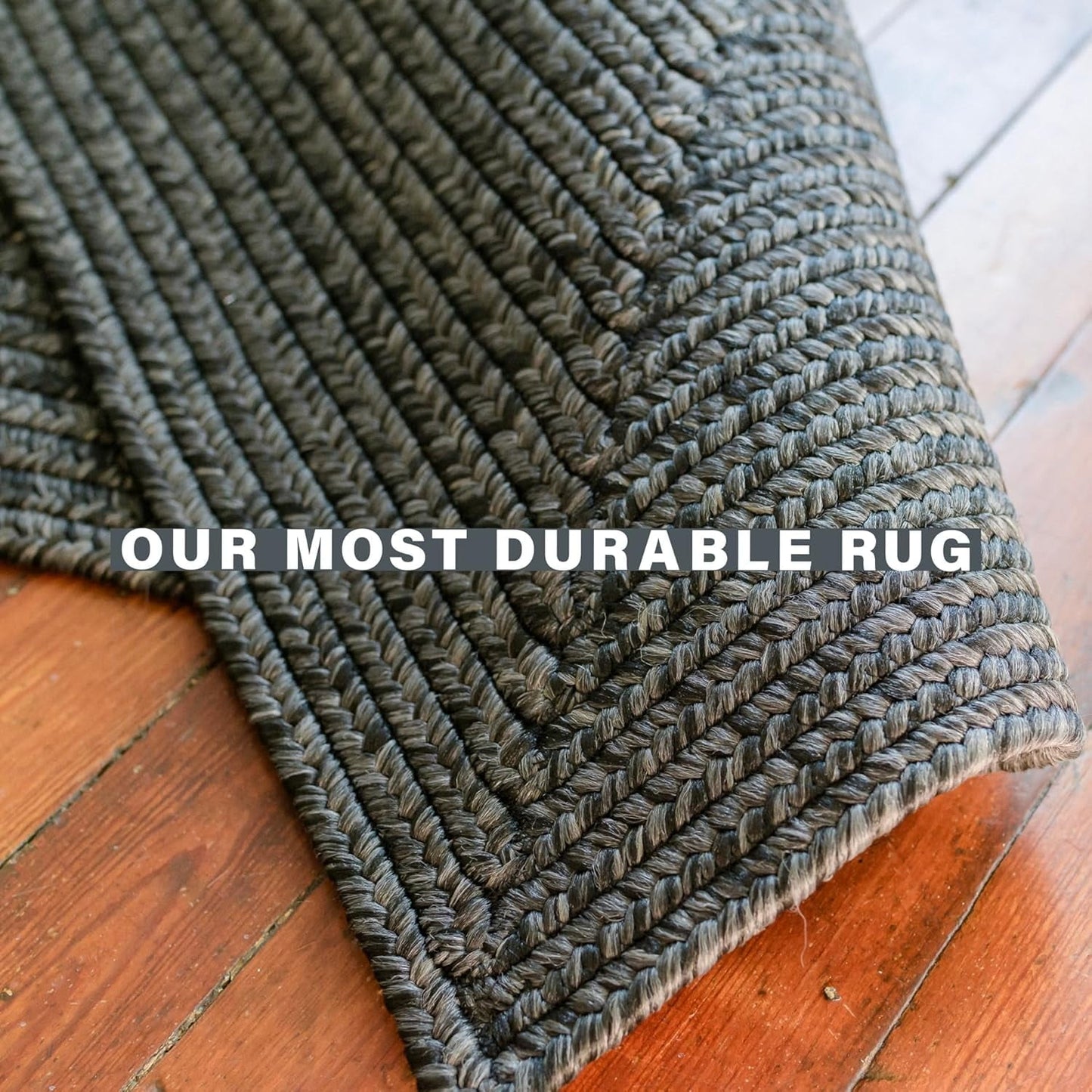 Homespice Black Braided Rug 20x30in Rectangular Washable Indoor-Outdoor. Uses- Entryway, Kitchen, Bathroom, Anti-Fatigue, Sink Spill Absorbing, Ergonomic Comfort Standing Mat