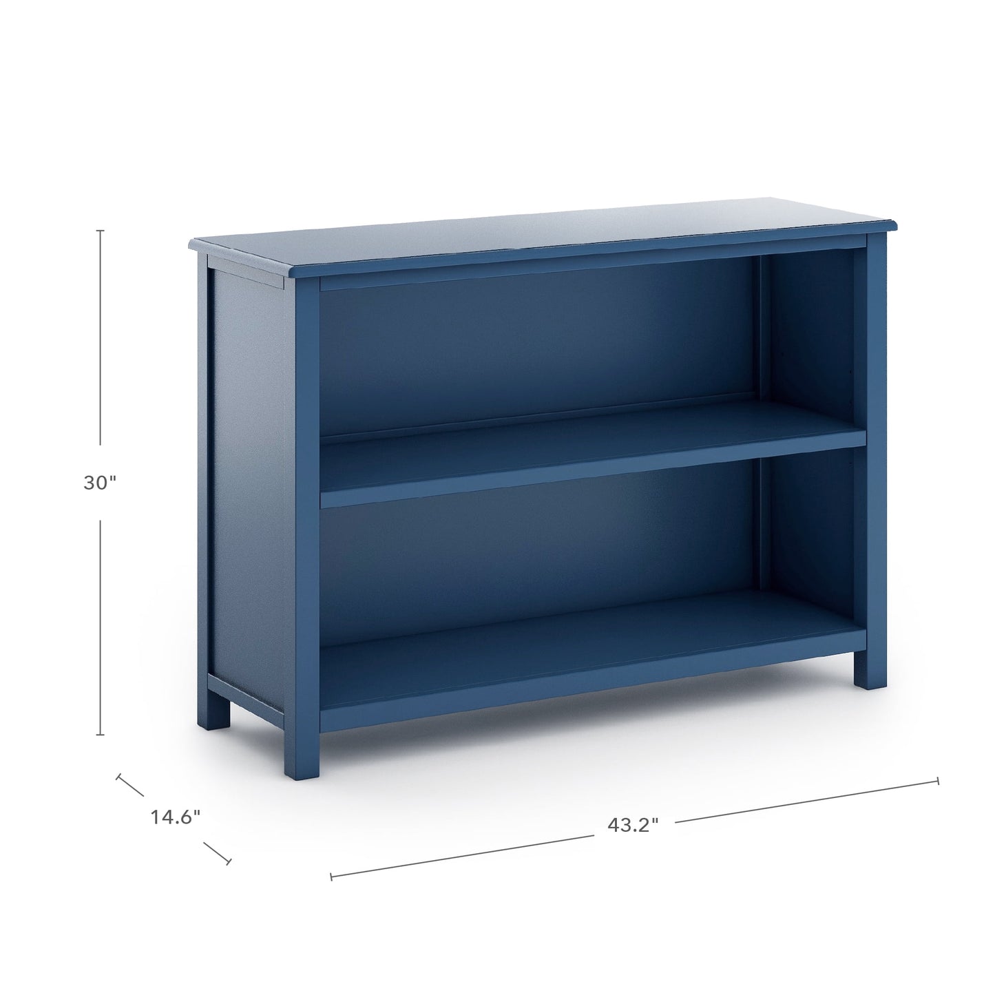Guidecraft Kids' Deluxe Taiga 2 Shelf Bookshelf - Navy: Children's Sturdy Wooden Bookcase and Toy Organizer with Cubby Storage