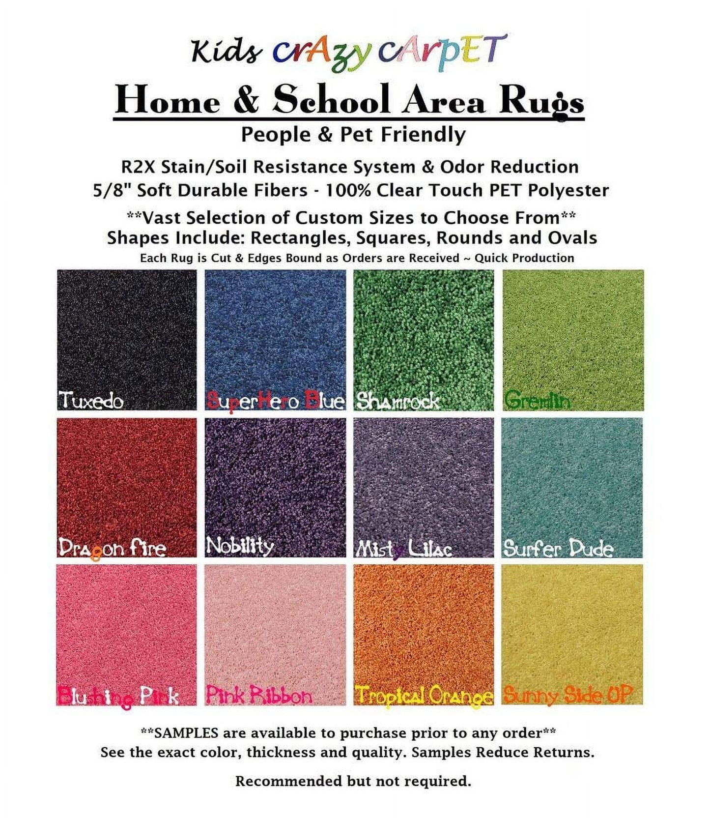 4' x 6' Oval - Tropical Orange ~ Kids Crazy Carpet Home & School Area Rugs | People & Pet Friendly ¨C R2X Stain Resistance & Odor Reduction