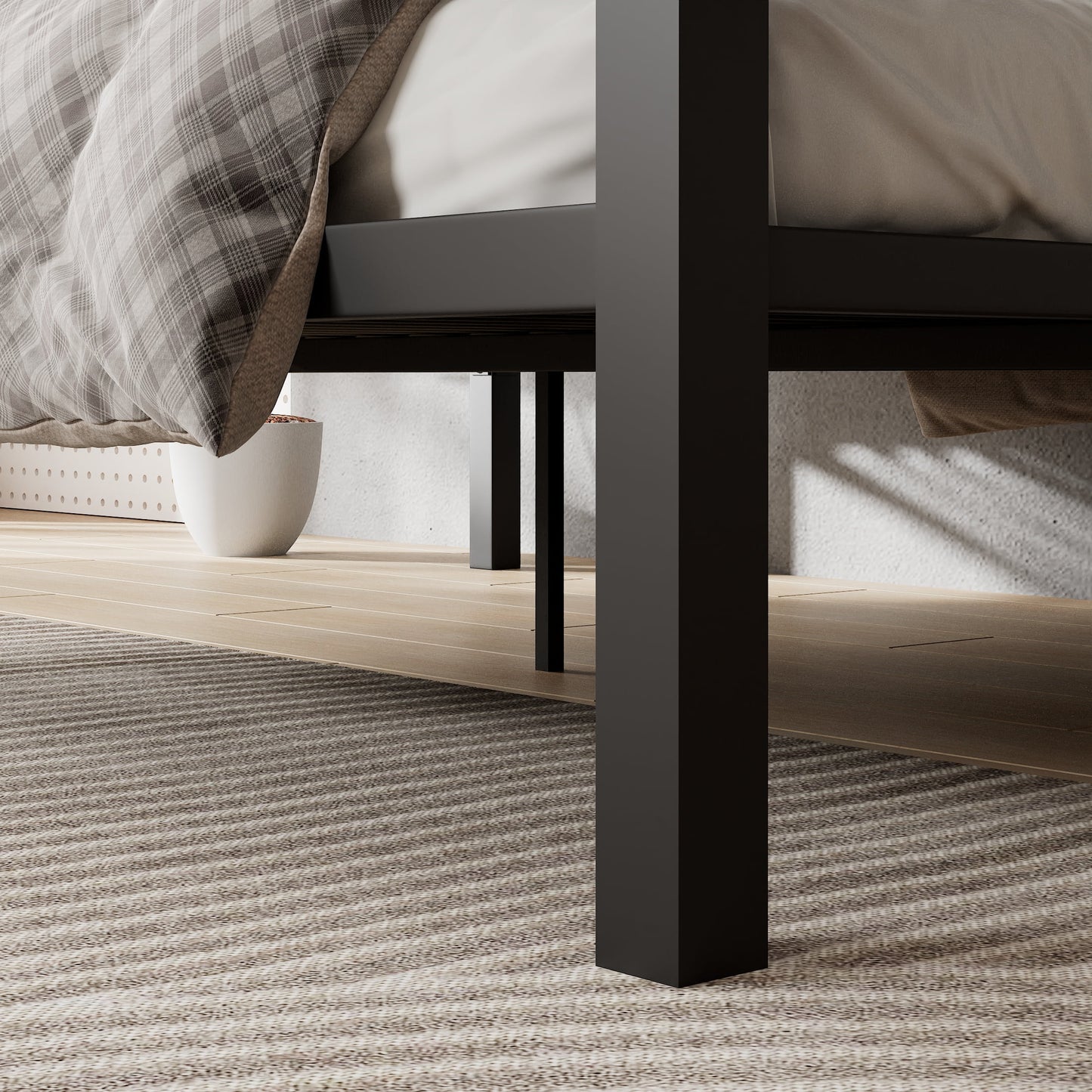 Amolife Twin over Full Metal Bunk Bed with Removable Ladder, Full-Length Guardrail, Black