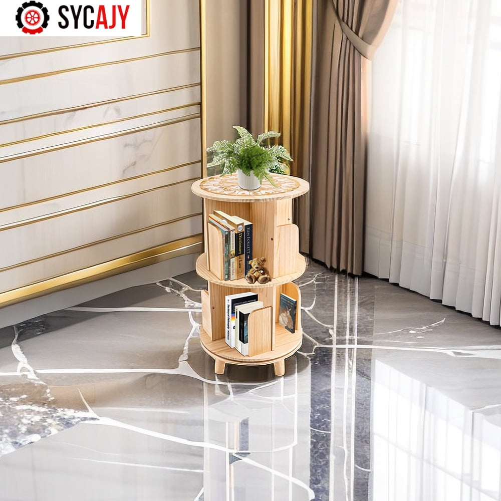 1-6 Tiers Rotating Bookshelf Bookcase Storage Shelf Display Rack Stand for Kids