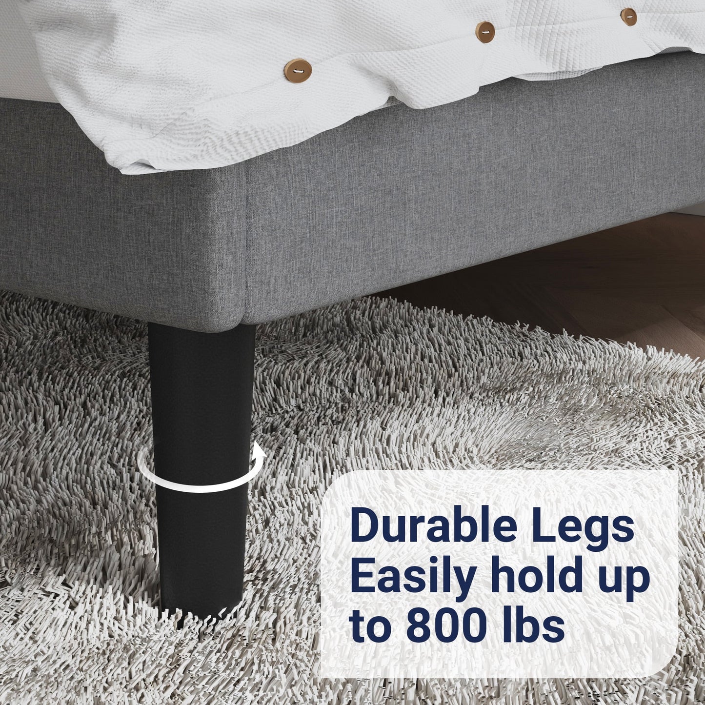 Allewie Queen Size Bed Frame Upholstered Platform Bed with Adjustable Headboard, Box Spring not Needed, Light Grey