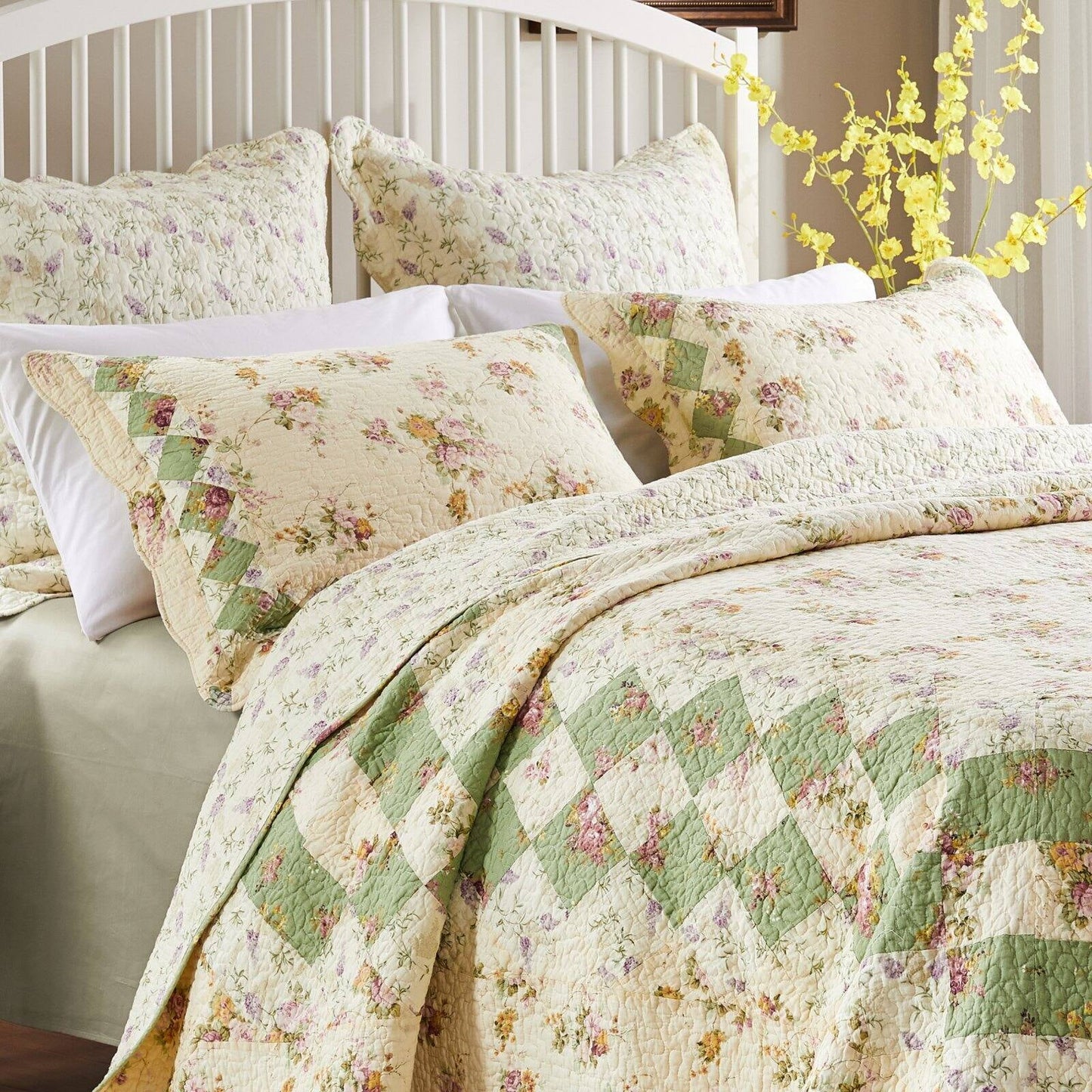 Greenland Home Fashions Bliss - 2 Piece Quilt Set - Ivory
