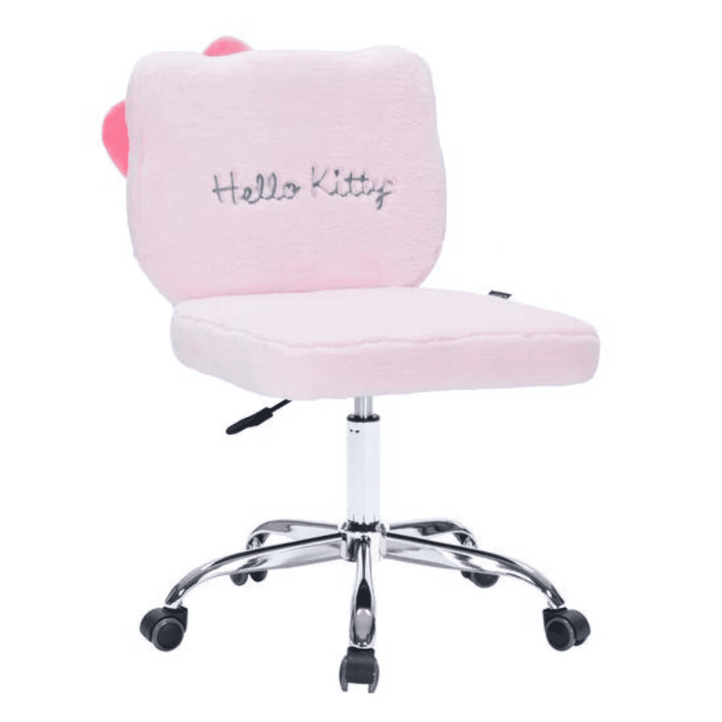Impressions Vanity Hello Kitty Teddy Fur Swivel Vanity Chair with 360 Degree Rolling Wheels (Pink)