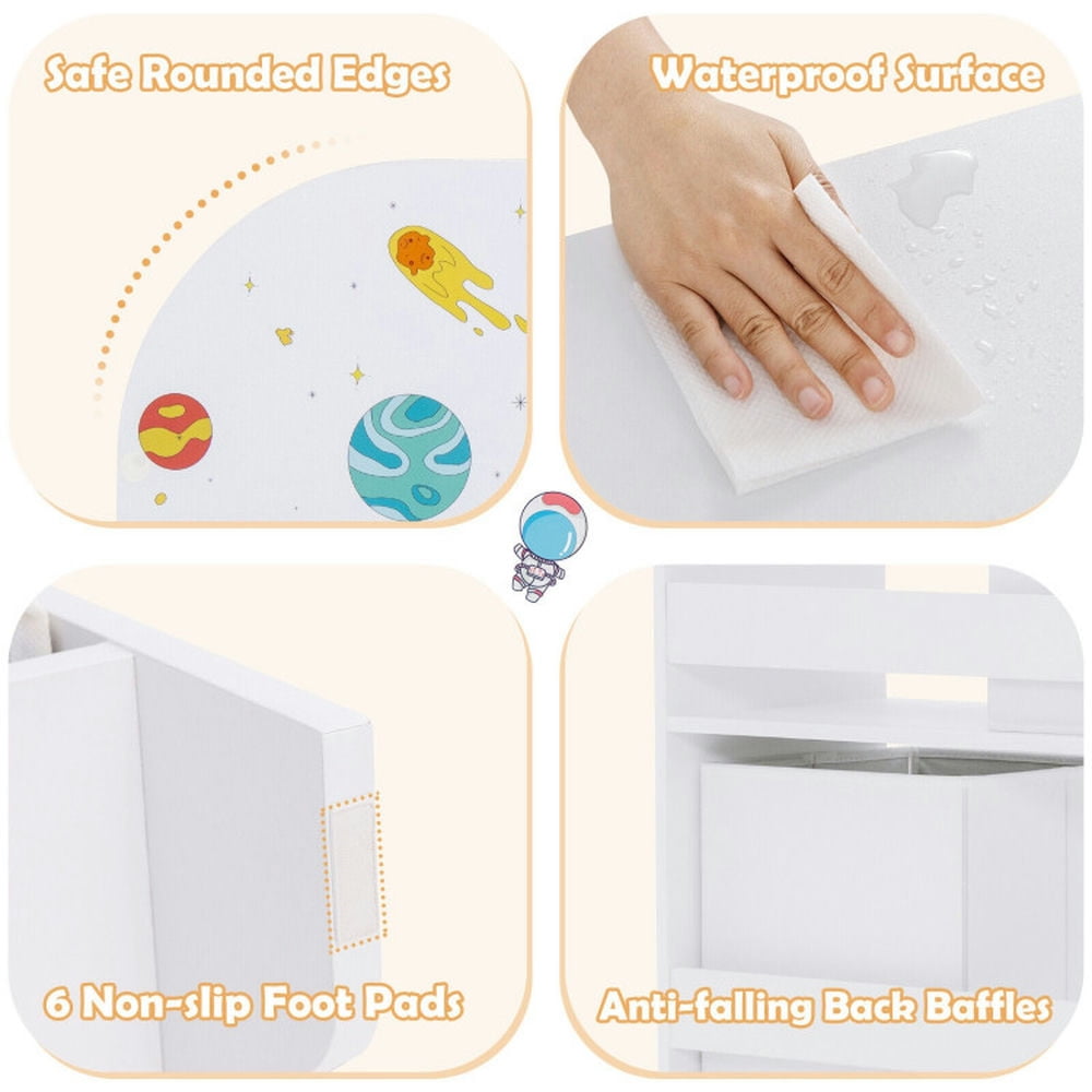 GVN Kids Toy and Book Organizer Children Wooden Storage Cabinet with Storage Bins, Toy Organizers and Storage for Kids, Boys, Girls, Nursery