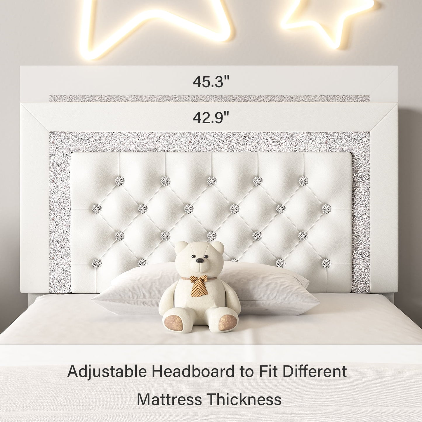 4 EVER WINNER Twin Bed Frame, White Twin Bed Frame for Kids, Modern Bed Frame with Headboard and Footboard, White