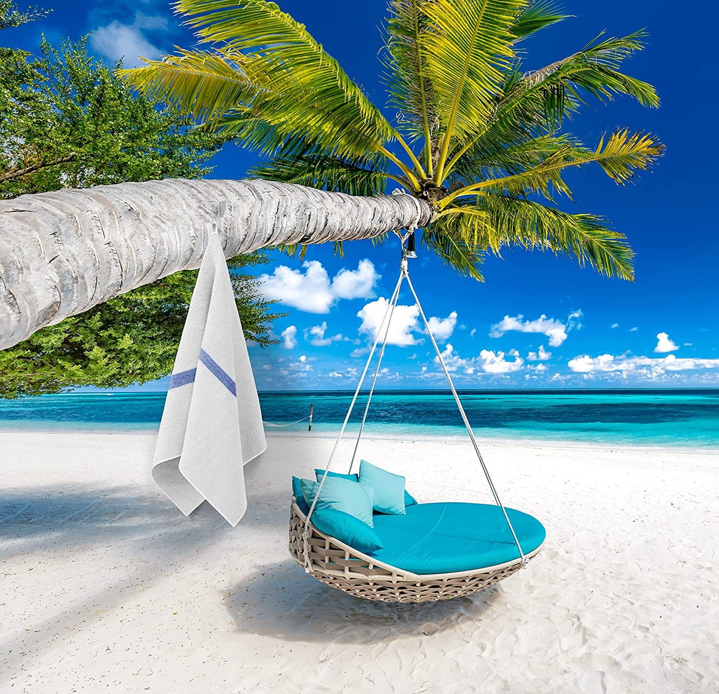 Gold textiles Blue Center Stripe 24 Pack 22 x 44 inches Economy Bath Towels Lightweight and Home Use