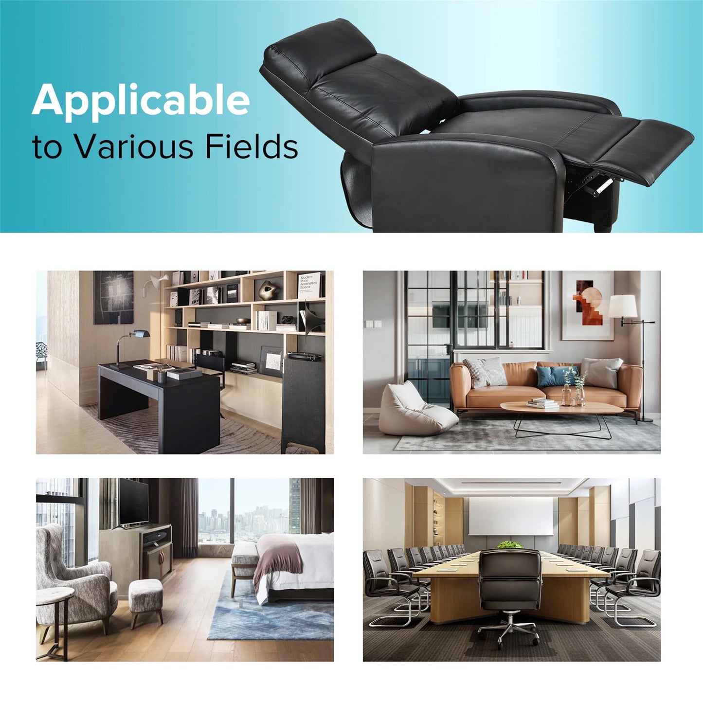 Aukfa Leather Recliner Chair with Side Storage Bag for Living Room Bedroom, Black