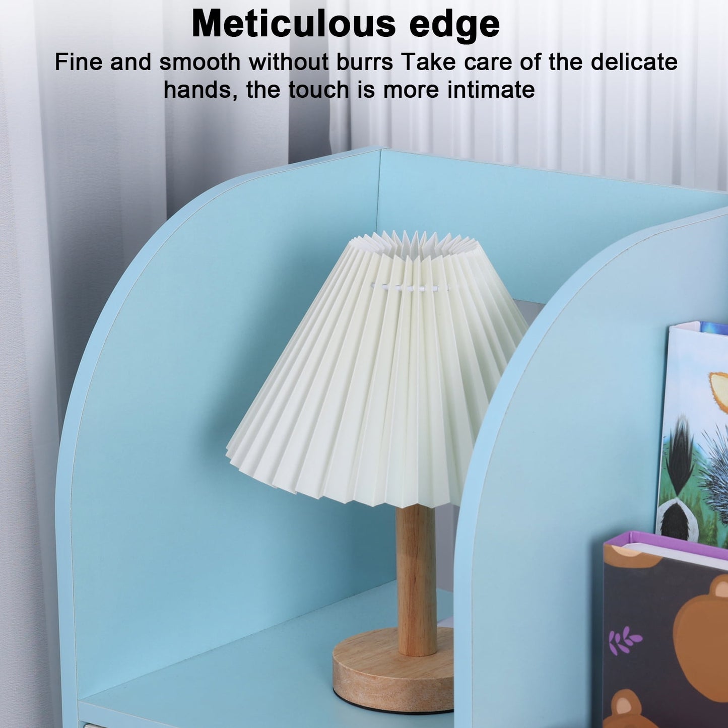 Happydeer Kids Bookshelf, Multifunctional Bookcase with 4-Tiers Book Slots, 3 Open Shelves and 2 Drawers, Bookcase Display Stand, Toy Storage Organizer for Bedroom, Playroom, Hallway, Blue