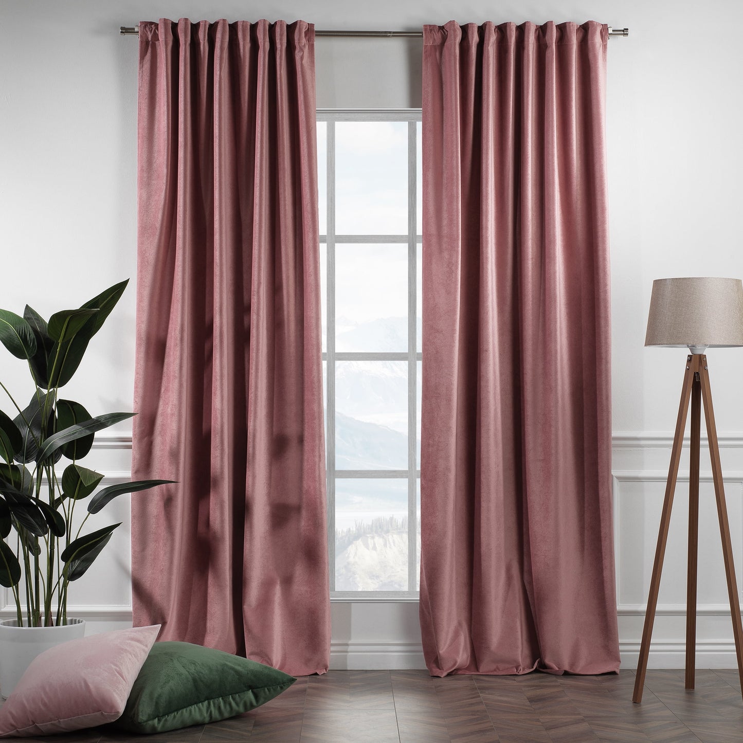 3S Brother's Solid Luxury Matte Velvet Soft Curtains Set of 2 Panels Hanging Back Tap & Rod Pocket Home D¨¦cor Bedroom Kitchen Office Windows Room Darkering ( Admiral-Berry-52in x120in )
