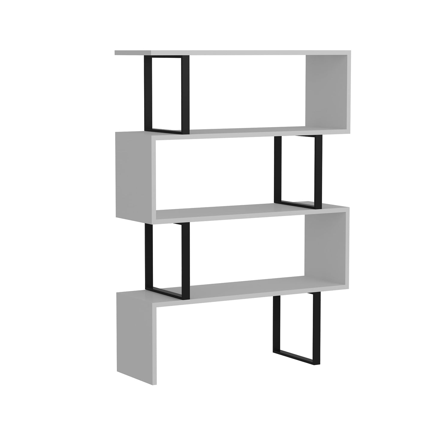 Adriana 49in Geometric 4 Shelf Bookcase, Veneer, White