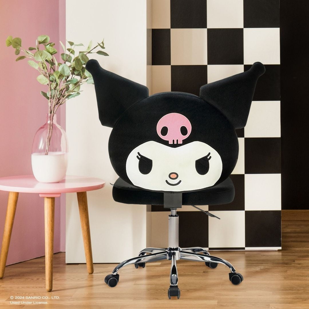 Impressions Vanity Kuromi's Adjustable Swivel Desk Chair, Ideal for Makeup Vanity (Black)