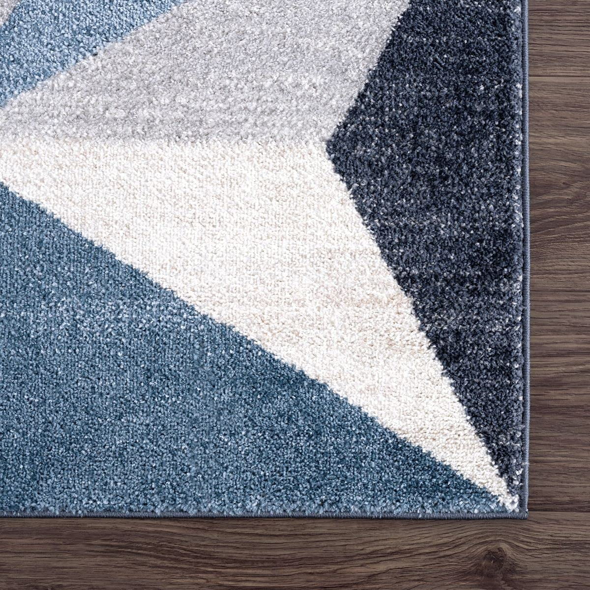 Abani Deco Collection Grey Blue 5' x 8' Geometric Triangles Modern Area Rug