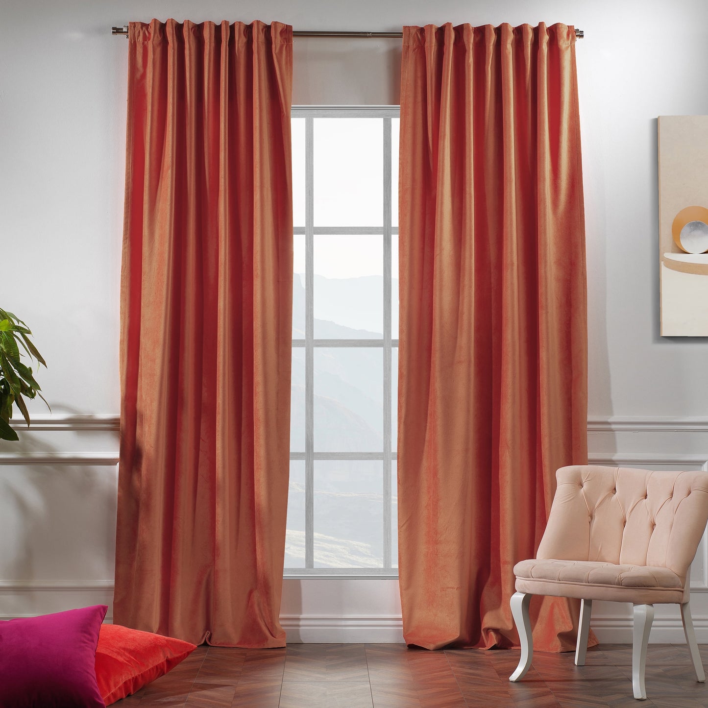 3S Brother's Solid Luxury Matte Velvet Soft Curtains Set of 2 Panels Hanging Back Tap & Rod Pocket Home D¨¦cor Bedroom Kitchen Office Windows Room Darkering ( Admiral-Berry-52in x120in )
