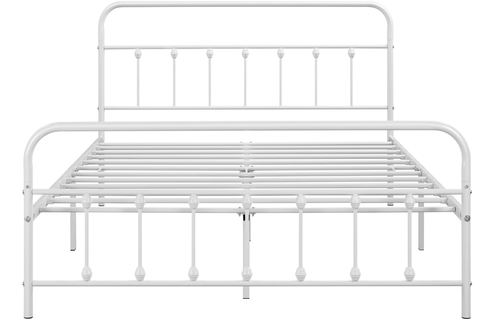Alden Design Metal Platform Full Bed with High Headboard, White