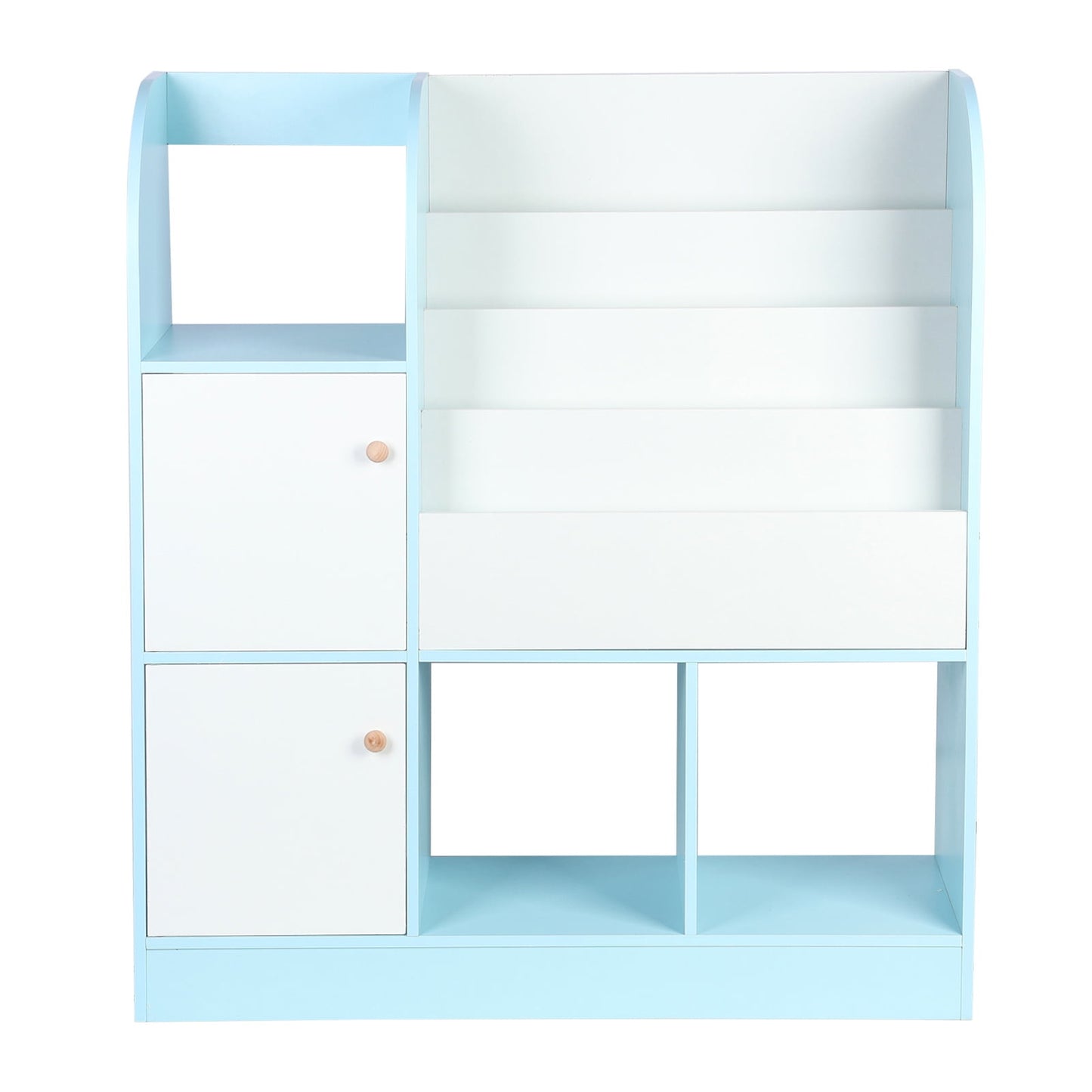 HomeLife Large Storage Capacity Bookshelf Picture Book Shelf with 4-Tier Book Slots, 3 Open Shelves, 2 Drawers Toy Storage Organizer for Kids Bedroom 35.4in x 11.8in x 39.4in Storage Rack Bookcase