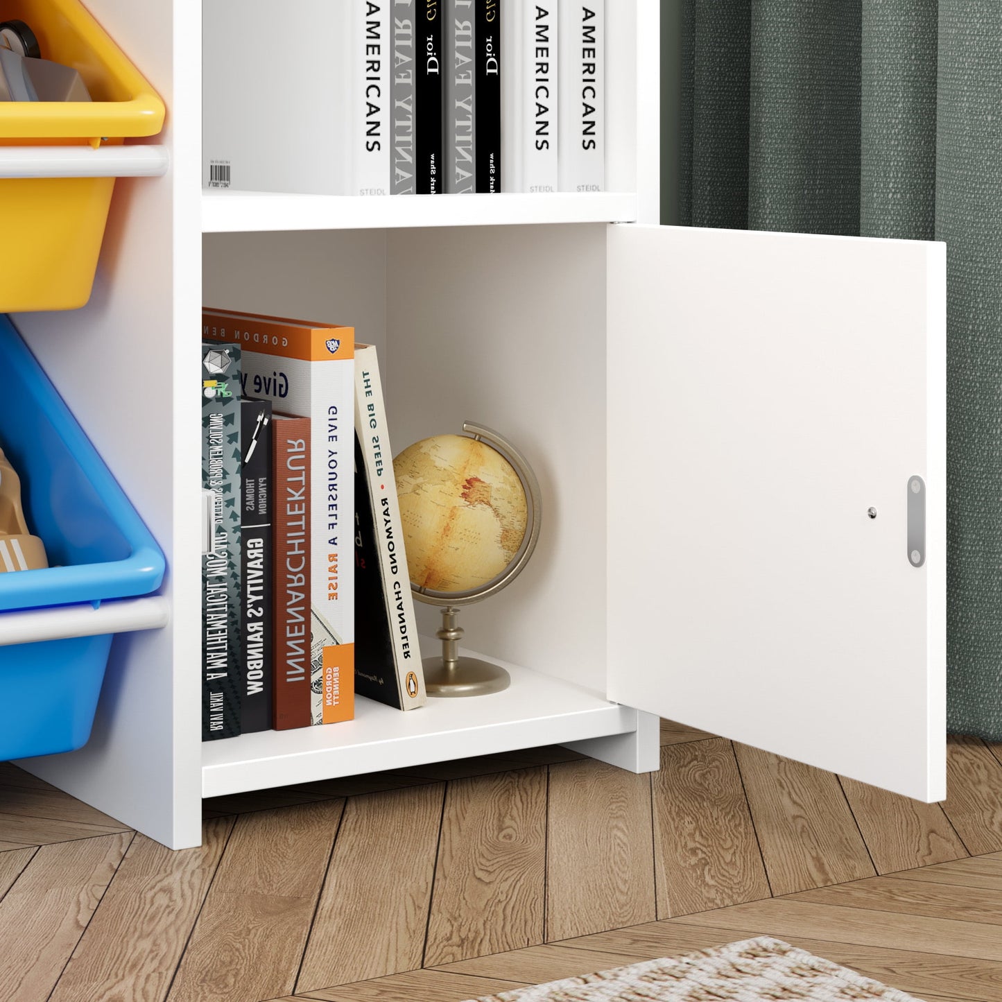 Homfa Kids Toy & Book Storage Organizer, White Bookshelf Cabinet for Bedroom Children's Room Playroom